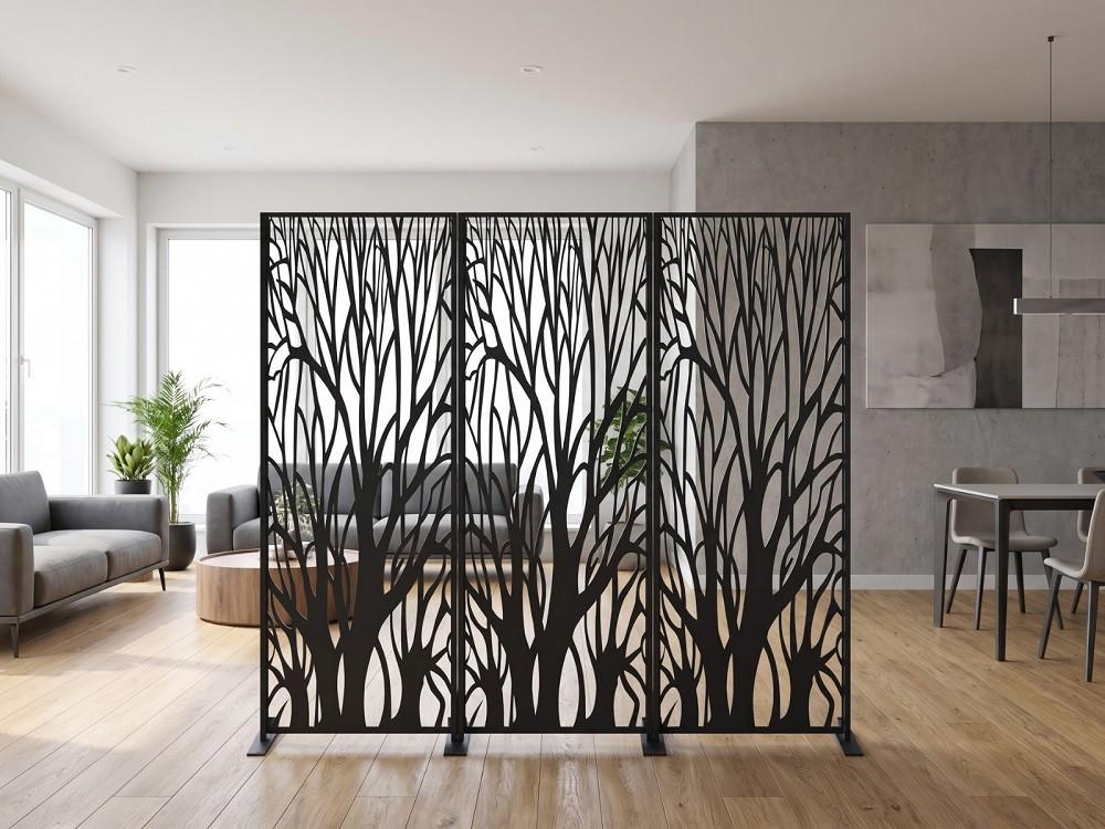 Sichtschutz Auenland 3-Teilig - Schwarz, MODERN, Metall (50/150cm)
