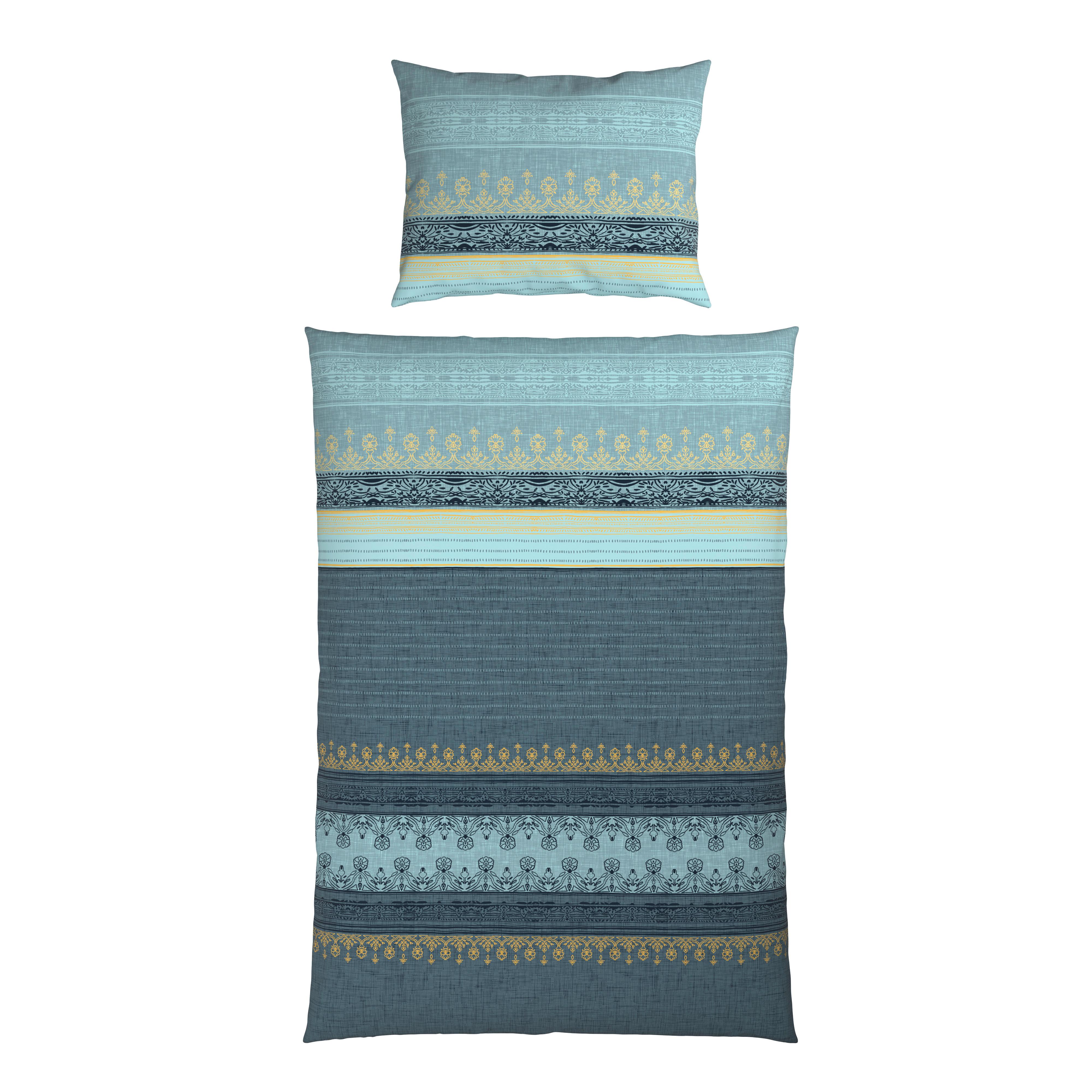 BETTWÄSCHE TIFFANY - Blau/Gelb, MODERN, Textil - Luca Bessoni