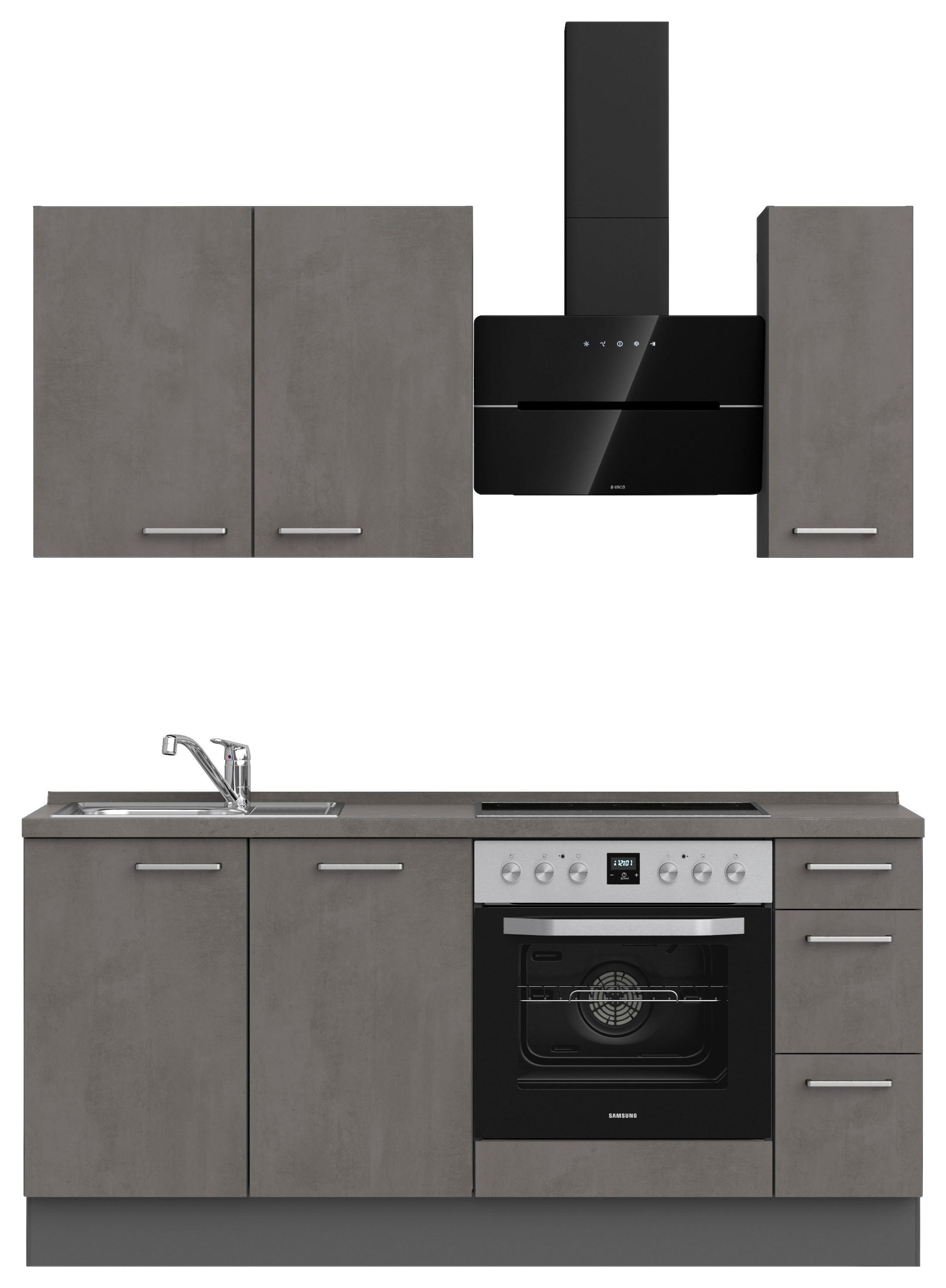 Kuchynská linka 180 cm, bridl.šedý betón/bridl.šedá - farba ušľachtilej ocele/bridlicová, Modern, kov/kompozitné drevo (180cm) - Nobilia