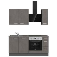 Kuchynská linka 180 cm, bridl.šedý betón/bridl.šedá - farba ušľachtilej ocele/bridlicová, Modern, kov/kompozitné drevo (180cm) - Nobilia