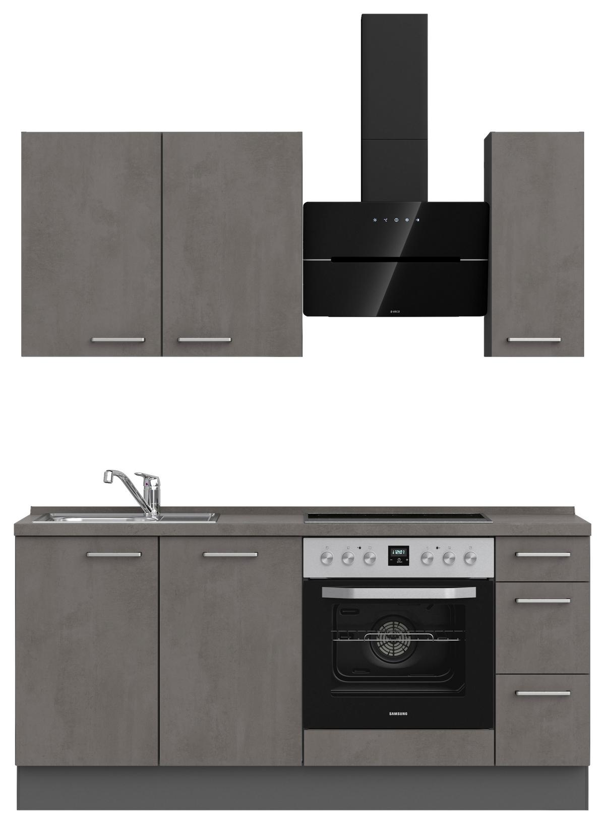 Kuchynská linka 180 cm, bridl.šedý betón/bridl.šedá - farba ušľachtilej ocele/bridlicová, Modern, kov/kompozitné drevo (180cm) - Nobilia