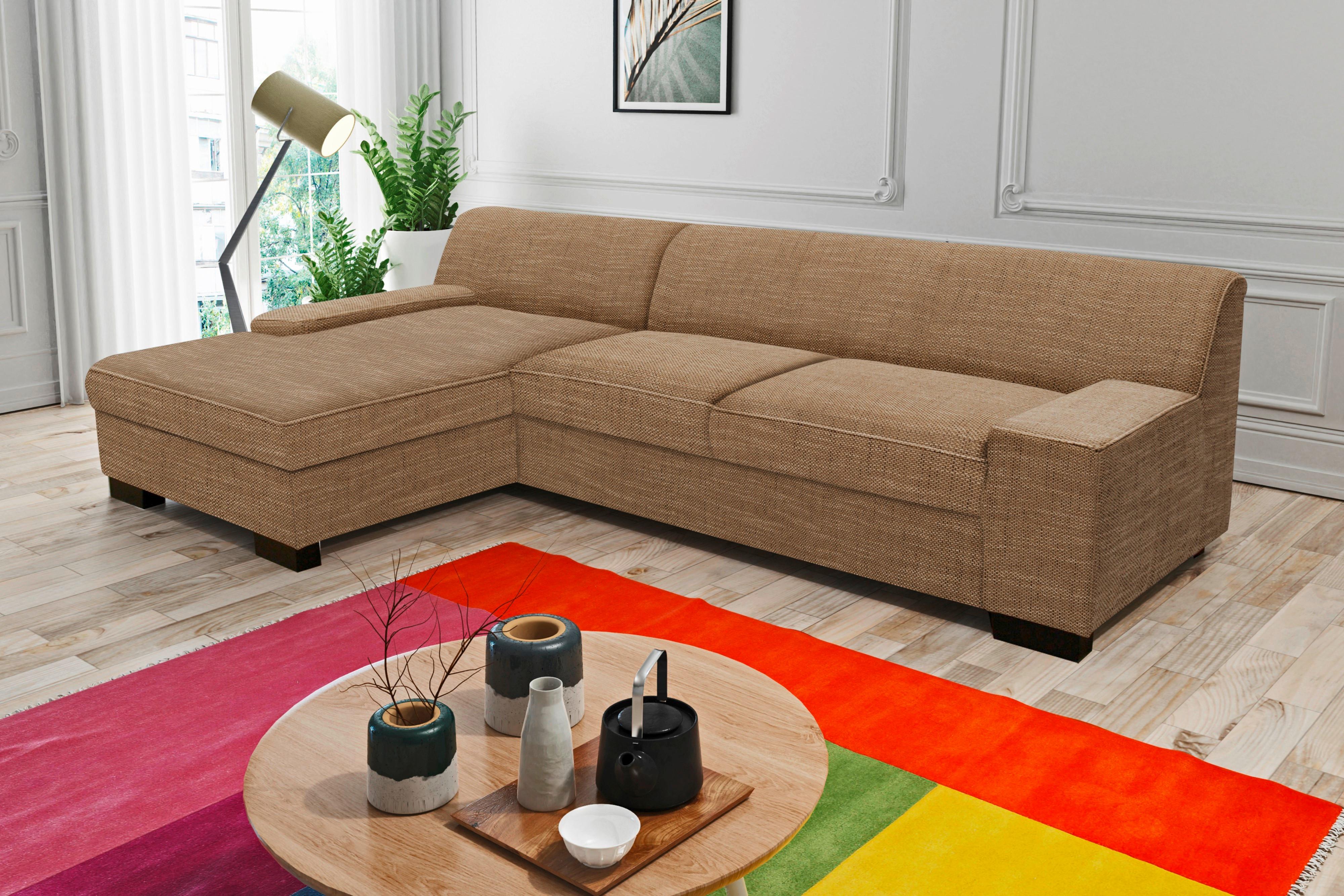 Ecksofa Norma Braun/beige Webstoff - Wengefarben/Beige, Design, Textil (153/268cm) - MID.YOU