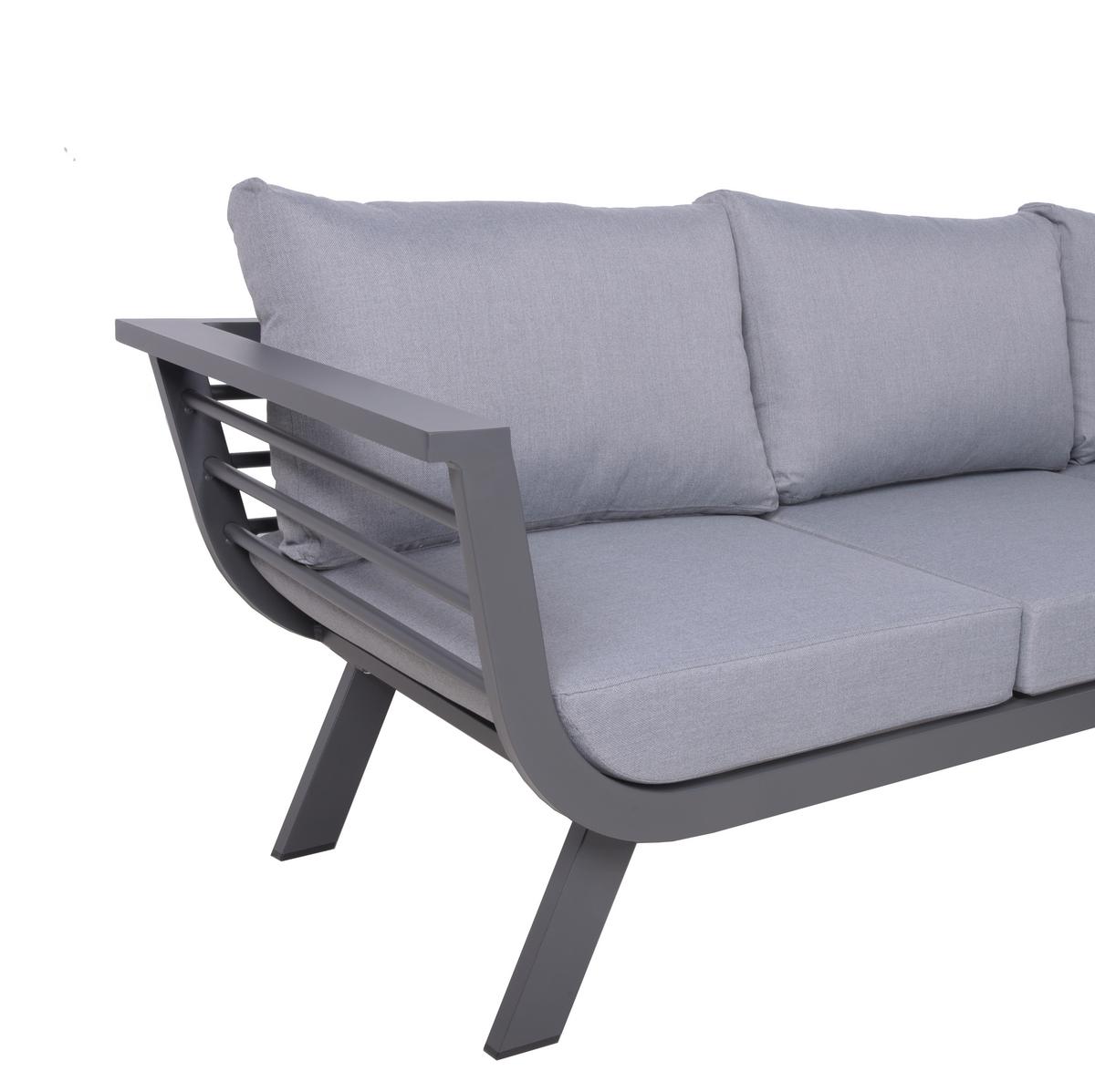 Loungegarnitur Aurelia - Dunkelgrau/Grau, Basics, Kunststoff/Textil - Gardenson