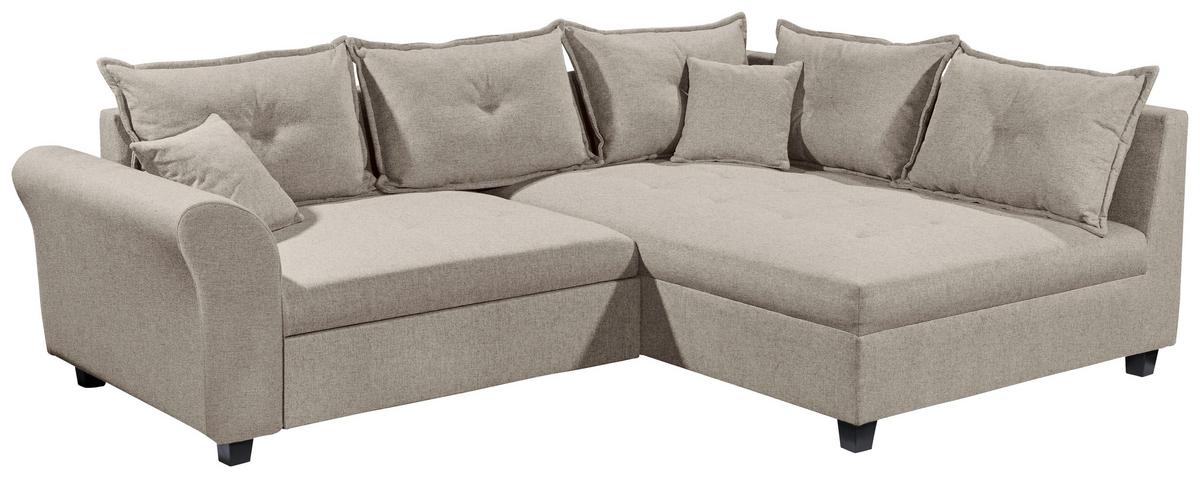 Ecksofa Liz Sandfarben S: 252x175 cm - Sandfarben/Schwarz, MODERN, Textil (252/175cm) - Livetastic