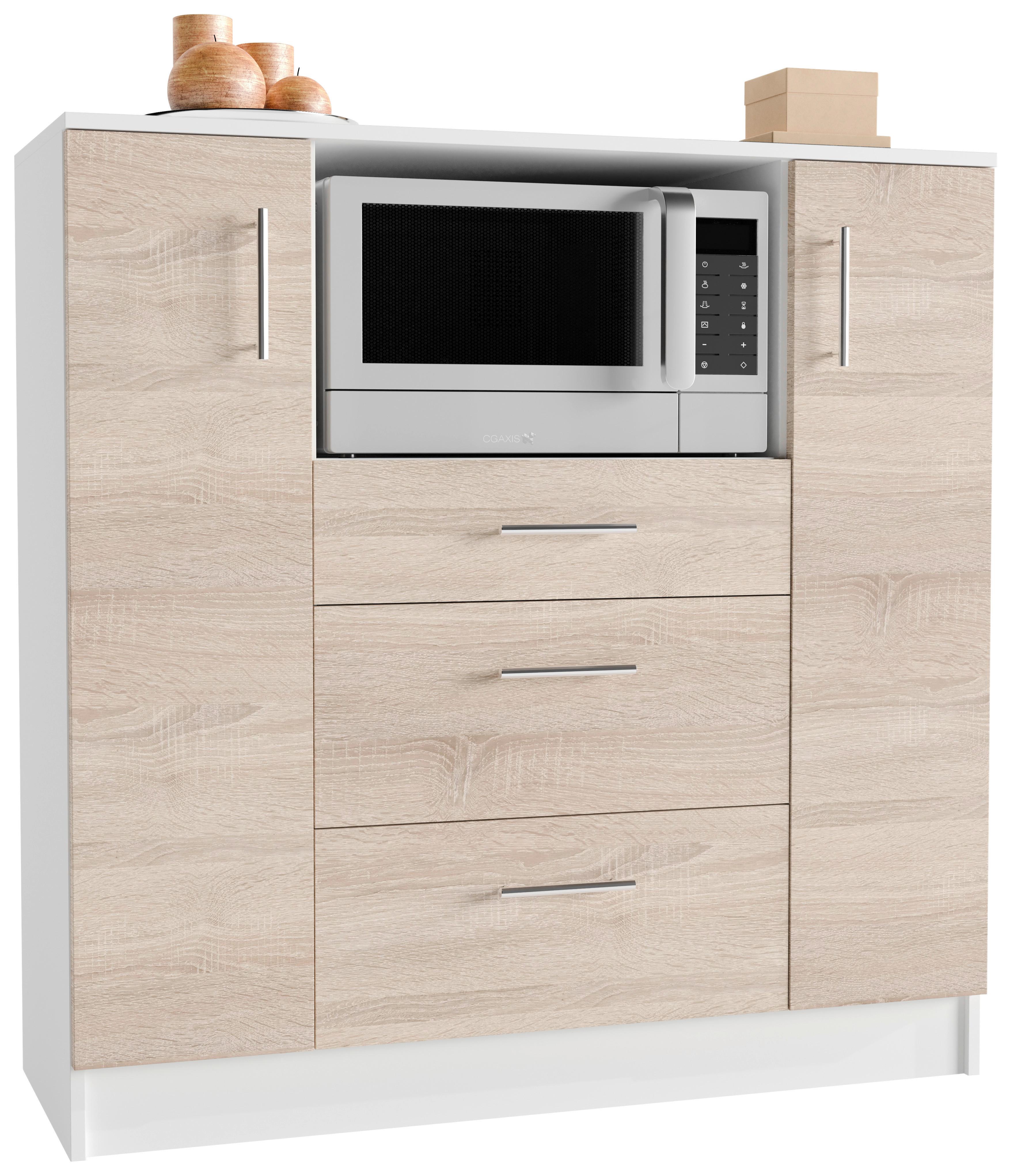 Kredenc ESILO bílá/dub Sonoma - bílá/Sonoma dub, Design, kov/kompozitní dřevo (109/110/40cm) - MID.YOU