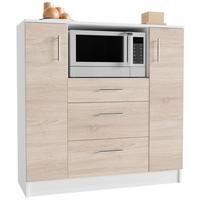 Kredenc ESILO bílá/dub Sonoma - bílá/Sonoma dub, Design, kov/kompozitní dřevo (109/110/40cm) - MID.YOU