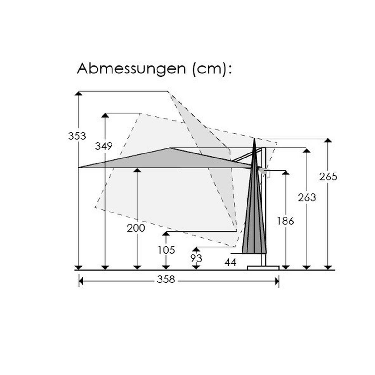 Ampelschirm Rhodos Twist W Bxhxt: 358x263x300 Cm Anthrazit - Eichefarben/Anthrazit, Basics, Textil/Metall (358/263/300cm) - Schneider