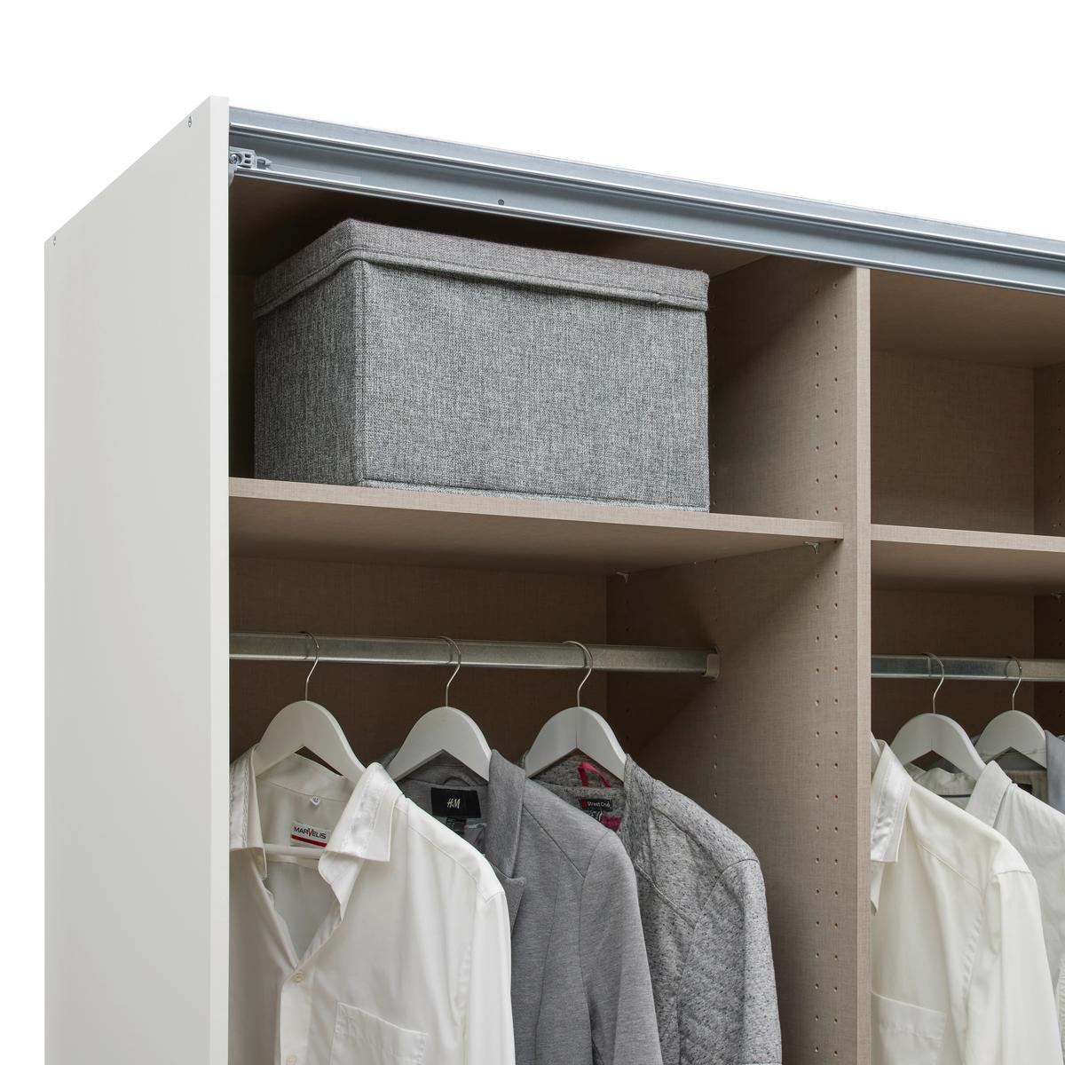 Šatní skříň QUADRA, šírka 136 cm - bílá/barvy hliníku, Konvenční, kov/kompozitní dřevo (136/229/57cm) - Mömax