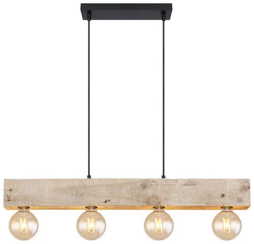 Hängeleuchte Adalie H: 120 Cm 4-Flammig - Dunkelbraun/Schwarz, Natur, Holz/Textil (80/6/120cm) - Globo