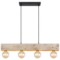 Hängeleuchte Adalie H: 120 Cm 4-Flammig - Dunkelbraun/Schwarz, Natur, Holz/Textil (80/6/120cm) - Globo