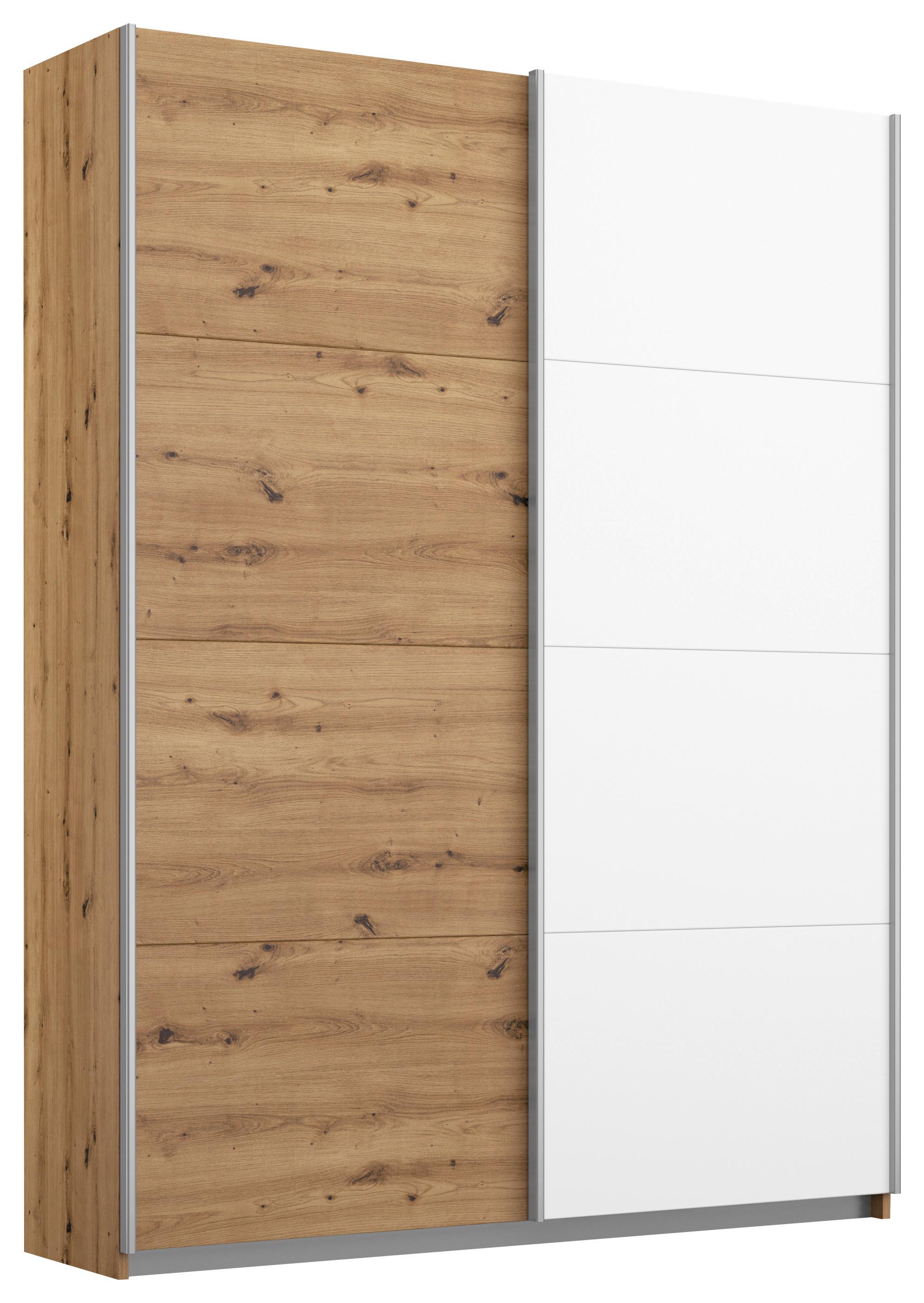 Schwebetürenschrank 136cm Subito Eiche Artisan Dekor - Weiß/Eiche Artisan, MODERN, Holzwerkstoff (136/197/61cm) - Rauch Möbel