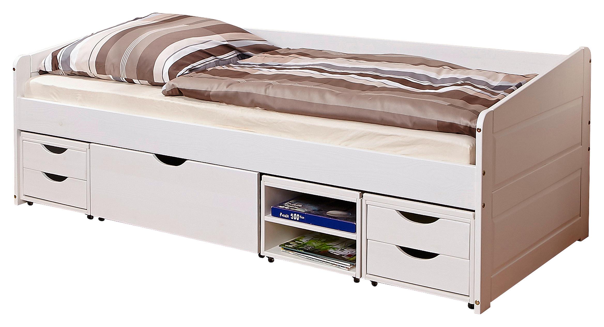 Posteľ MICKI biela - biela, Natur, drevo (90/200cm) - MID.YOU