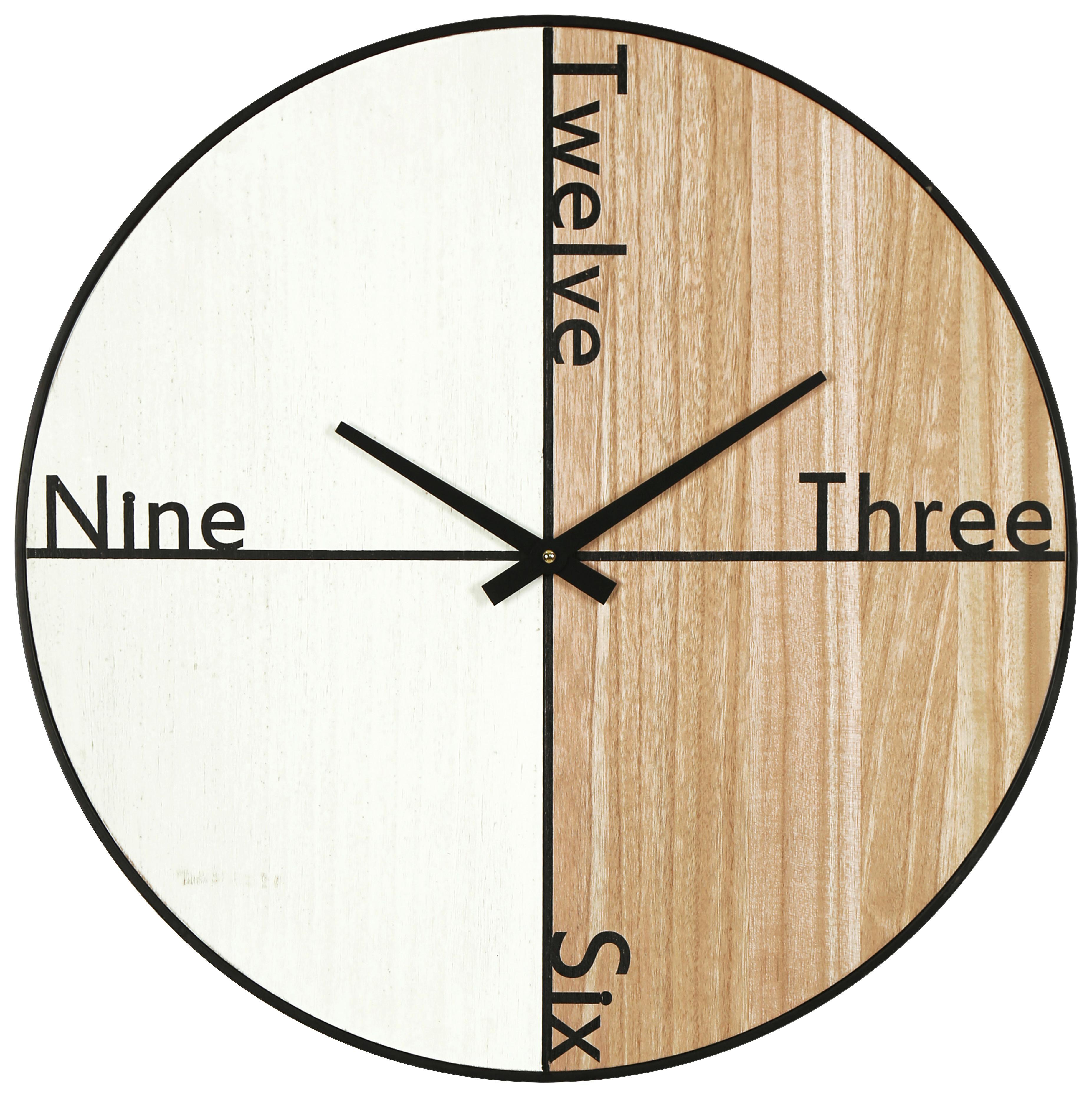 Wanduhr Clemens - Schwarz/Braun, KONVENTIONELL, Holz/Holzwerkstoff (59/3cm) - James Wood