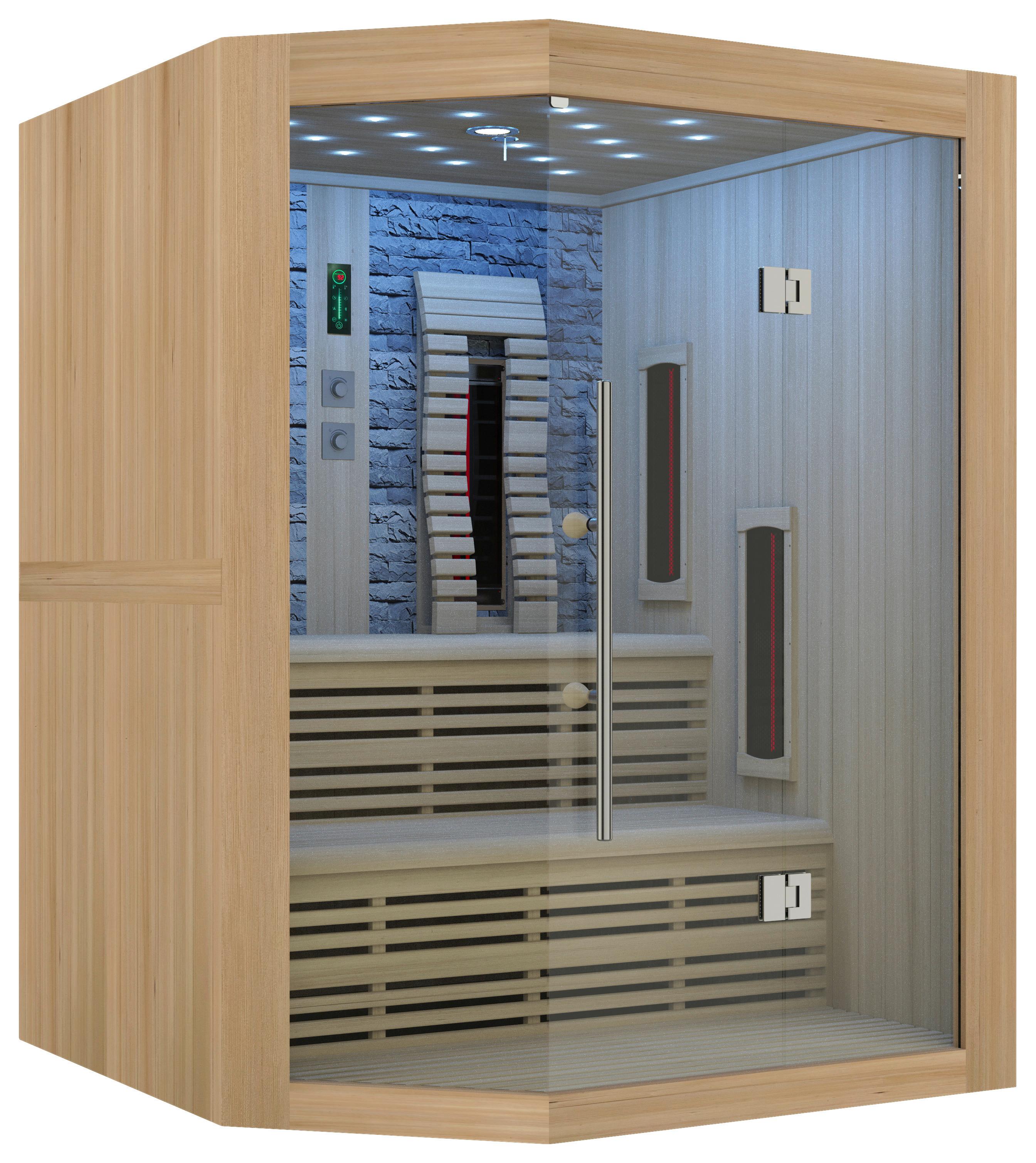 Infrarotkabine Kiruna 3-4 Personen - Naturfarben, Basics, Glas/Holz (160/210/160cm) - Sanotechnik