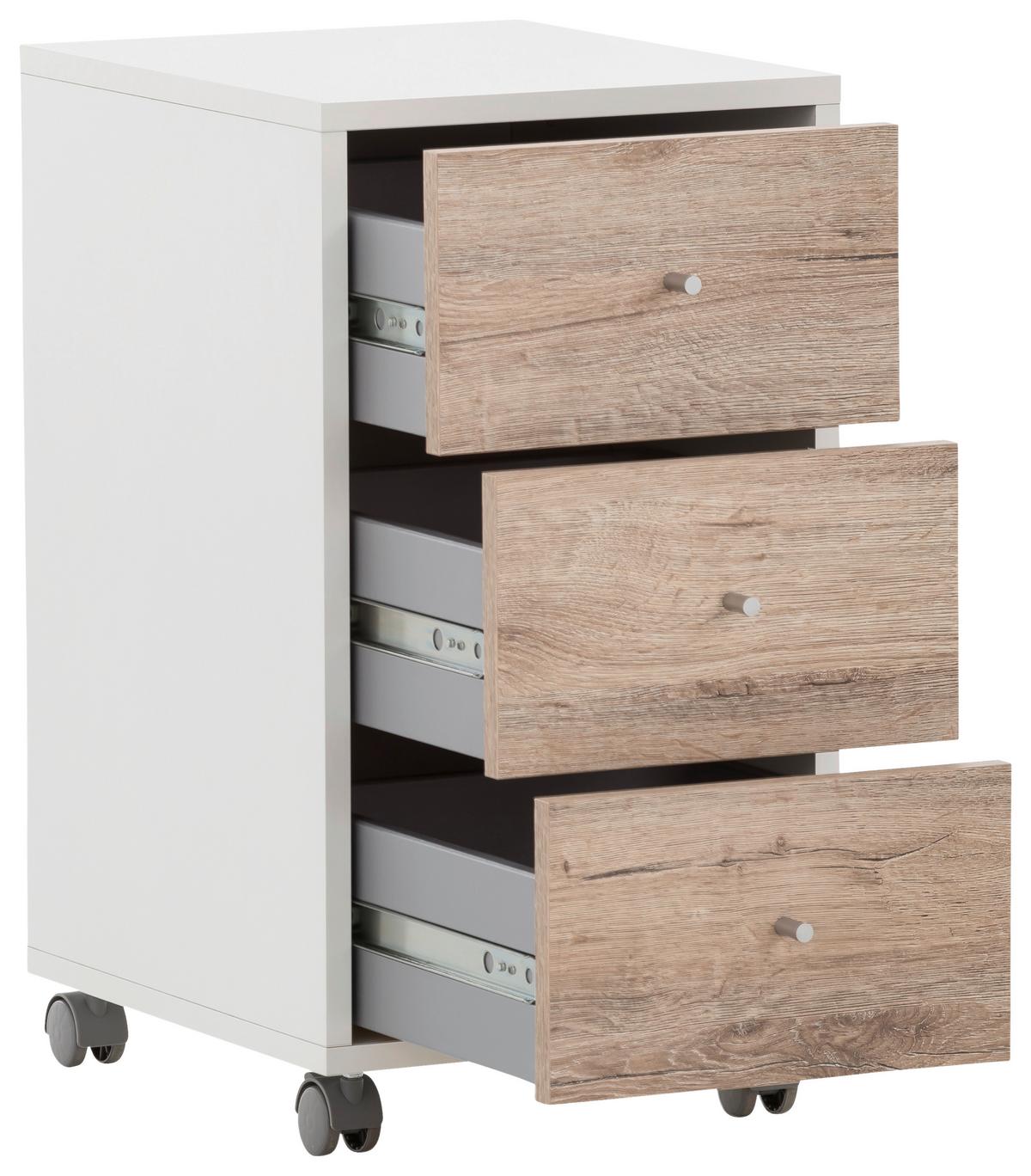 Rollcontainer 400 Rollcontainer - Wildeiche/Weiß, MODERN, Holzwerkstoff/Kunststoff (32,6/59,7/39,1cm) - MID.YOU