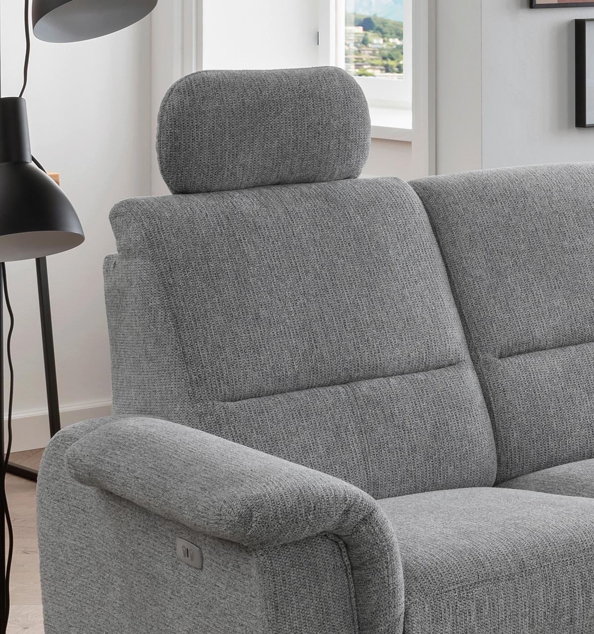 Ecksofa Mit Relaxfunktion Parole Silberfarben Chenille - Chromfarben/Silberfarben, MODERN, Textil (275/236cm) - Livetastic