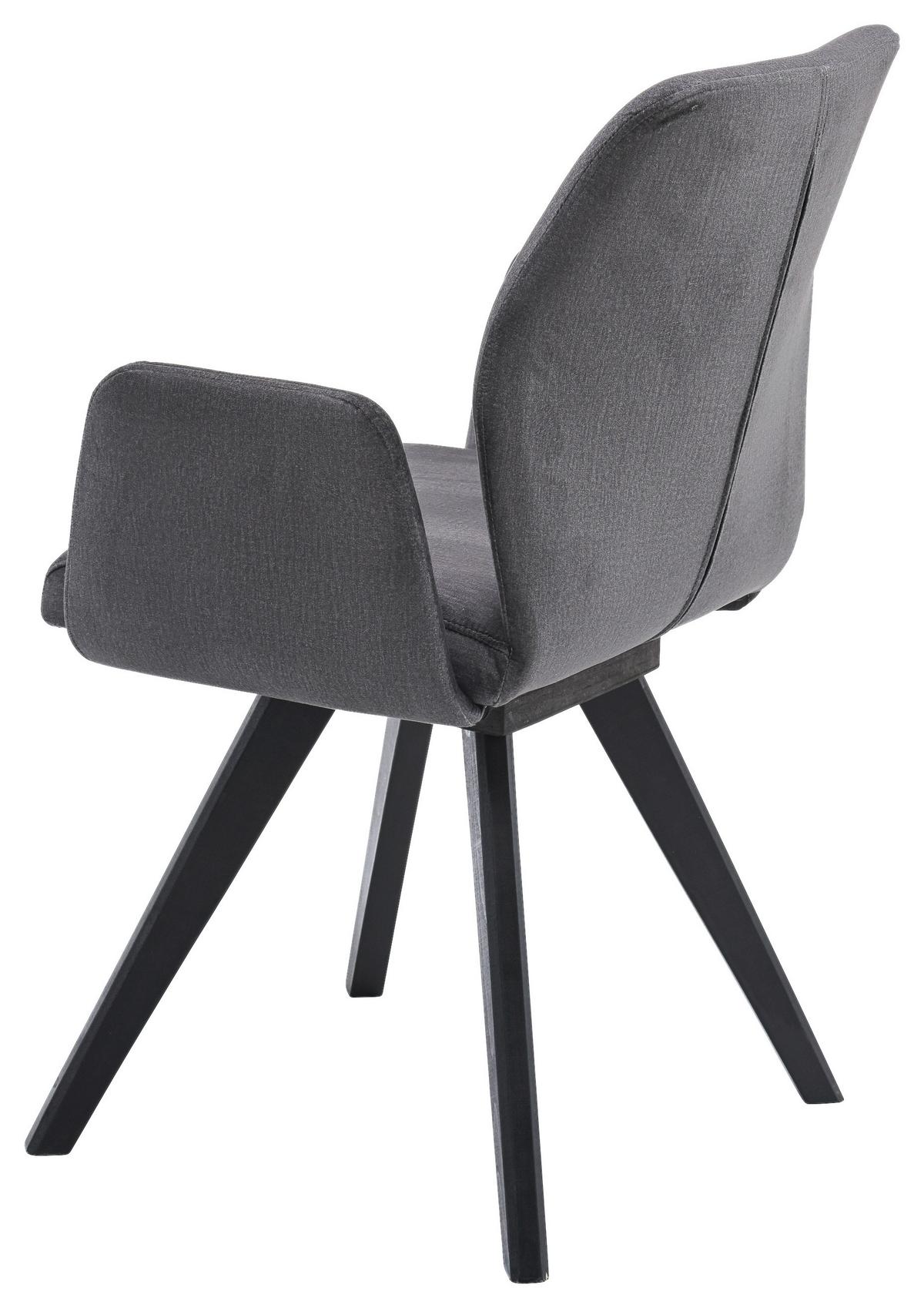 Armlehnstuhl Neva 1 Grau Buche Massiv, B: 63 Cm - Schwarz/Grau, KONVENTIONELL, Holz/Textil (63/88/62cm)