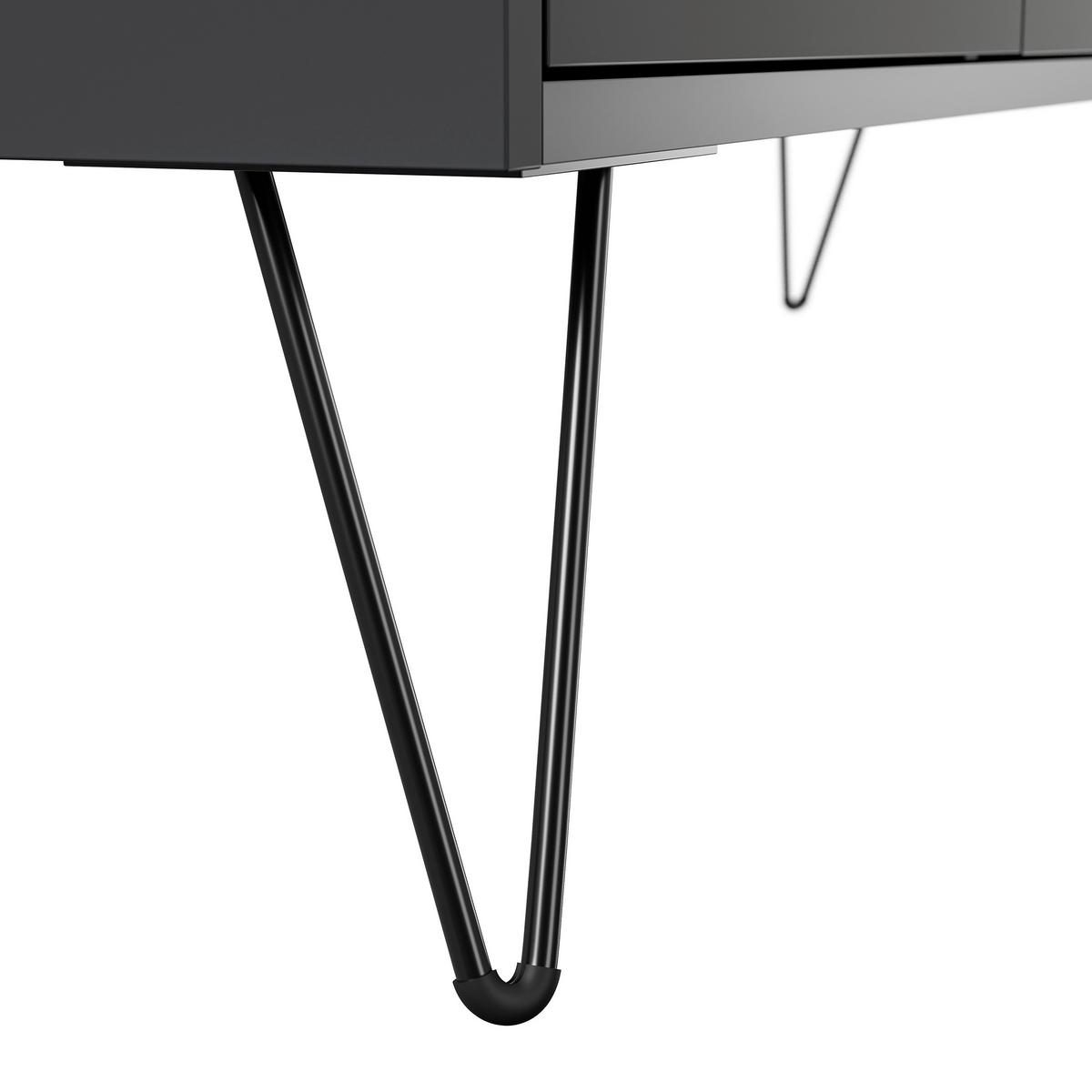 Sideboard Posseik Industrial Graphitfarben B: 139 cm - Graphitfarben/Schwarz, Design, Holzwerkstoff (139/75,8/42cm) - MID.YOU