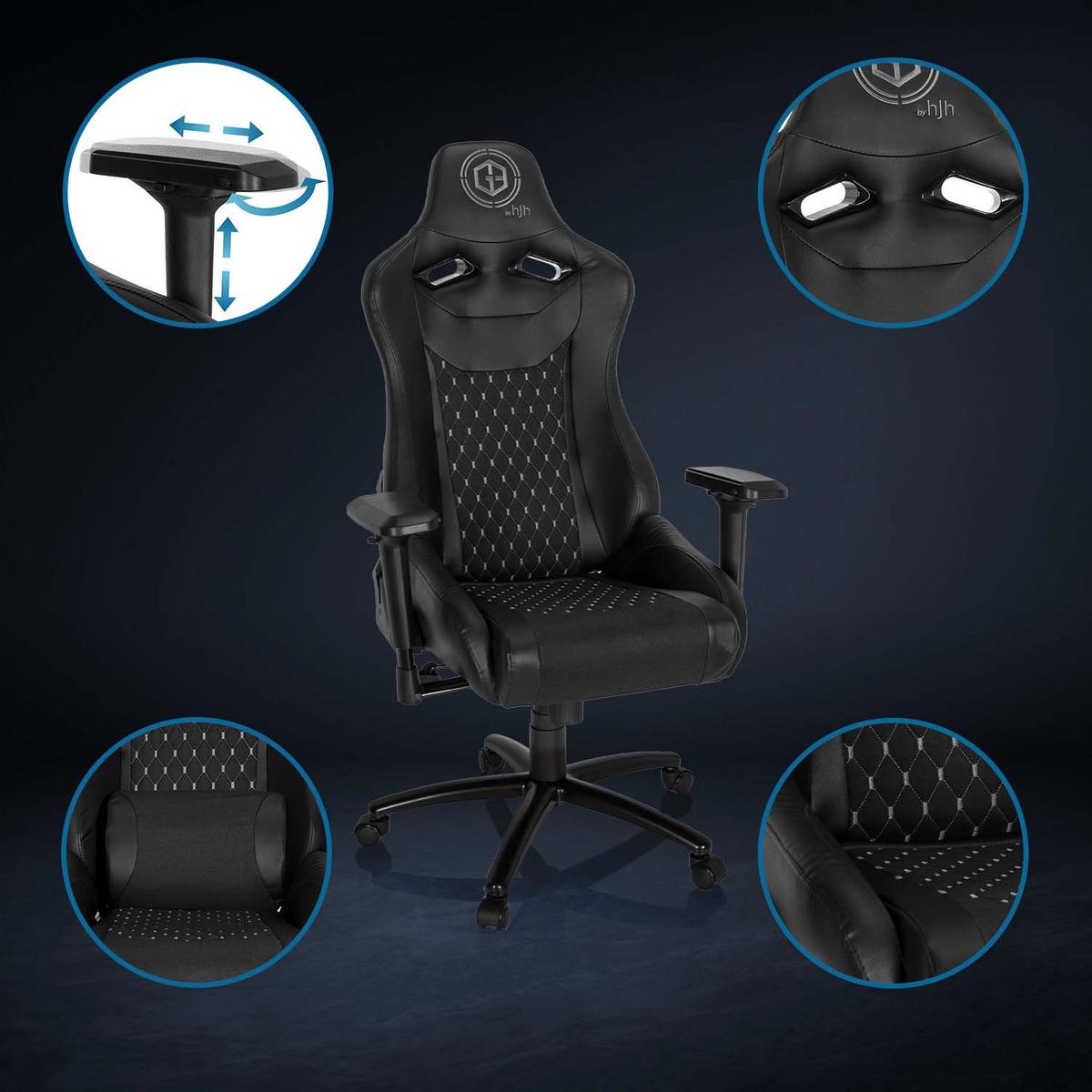 Gamingstuhl Gamebreaker Sx 04 Lederlook Schwarz Bis 120kg - Schwarz/Weiß, MODERN, Kunststoff/Textil (74/137/66cm) - MID.YOU