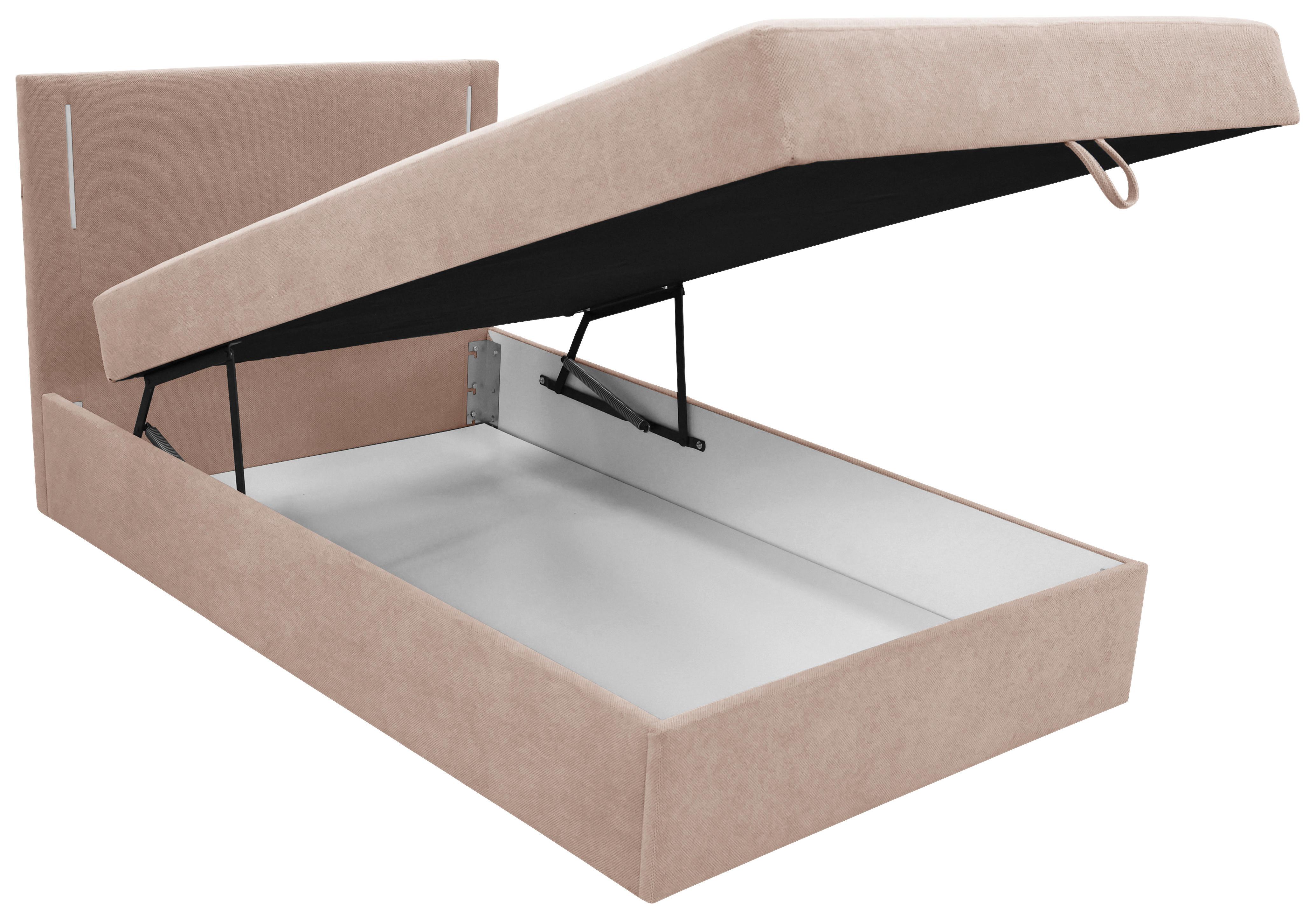 Boxbett Carlos 120 Hellbraun B: 121 cm - Hellbraun/Schwarz, Basics, Holzwerkstoff/Textil (121/110/210cm) - Livetastic