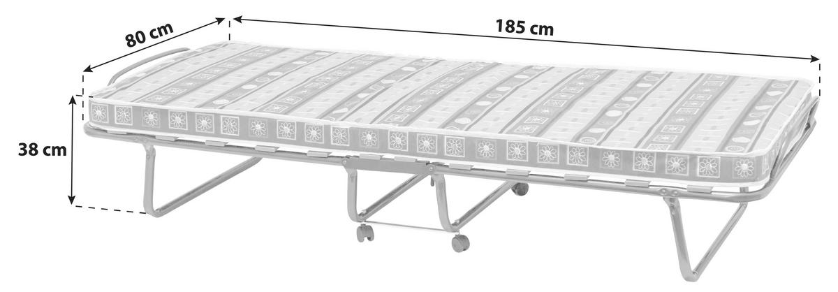 Klappbett mit Matratze + Rollen 80x190 cm Graz Schwarz - Blau/Schwarz, MODERN, Metall (80/190cm)