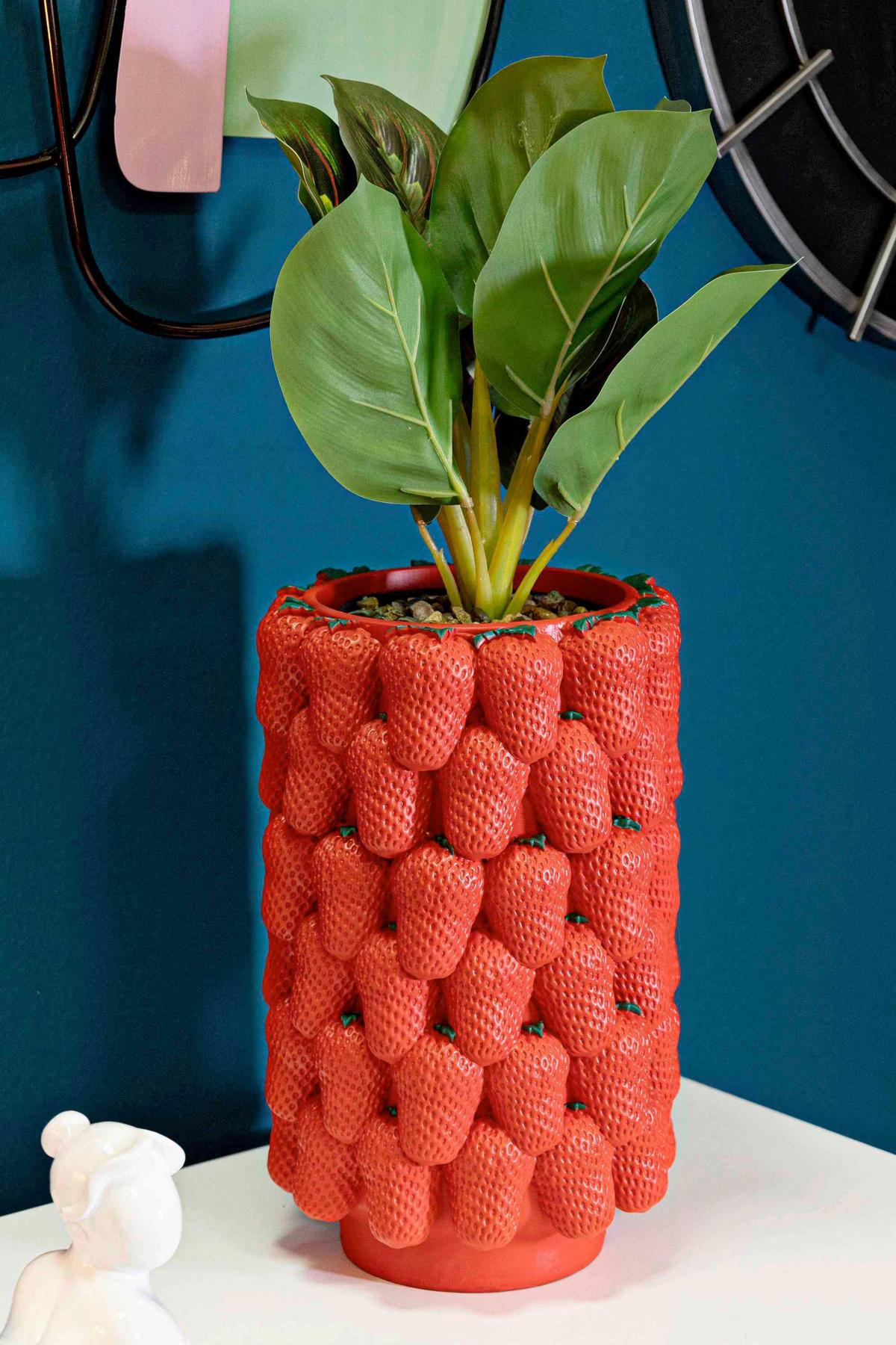 Vase Strawberry Rot B: 20 Cm - Rot, Basics, Kunststoff (20/32/20cm)