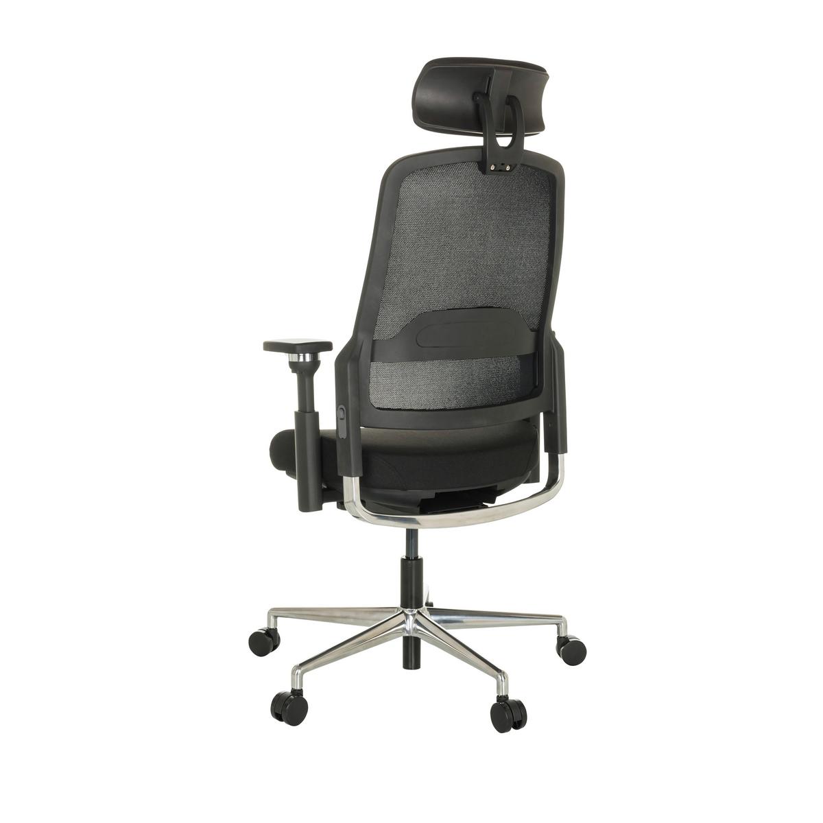 Drehstuhl Teraro Ax - Silberfarben/Schwarz, Basics, Kunststoff/Textil (65/111-126/61cm) - MID.YOU