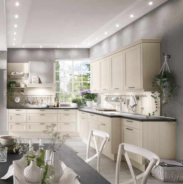 Einbauküche Yale Frei Planbar Landhausstil - Creme, MODERN, Holzwerkstoff - Vertico