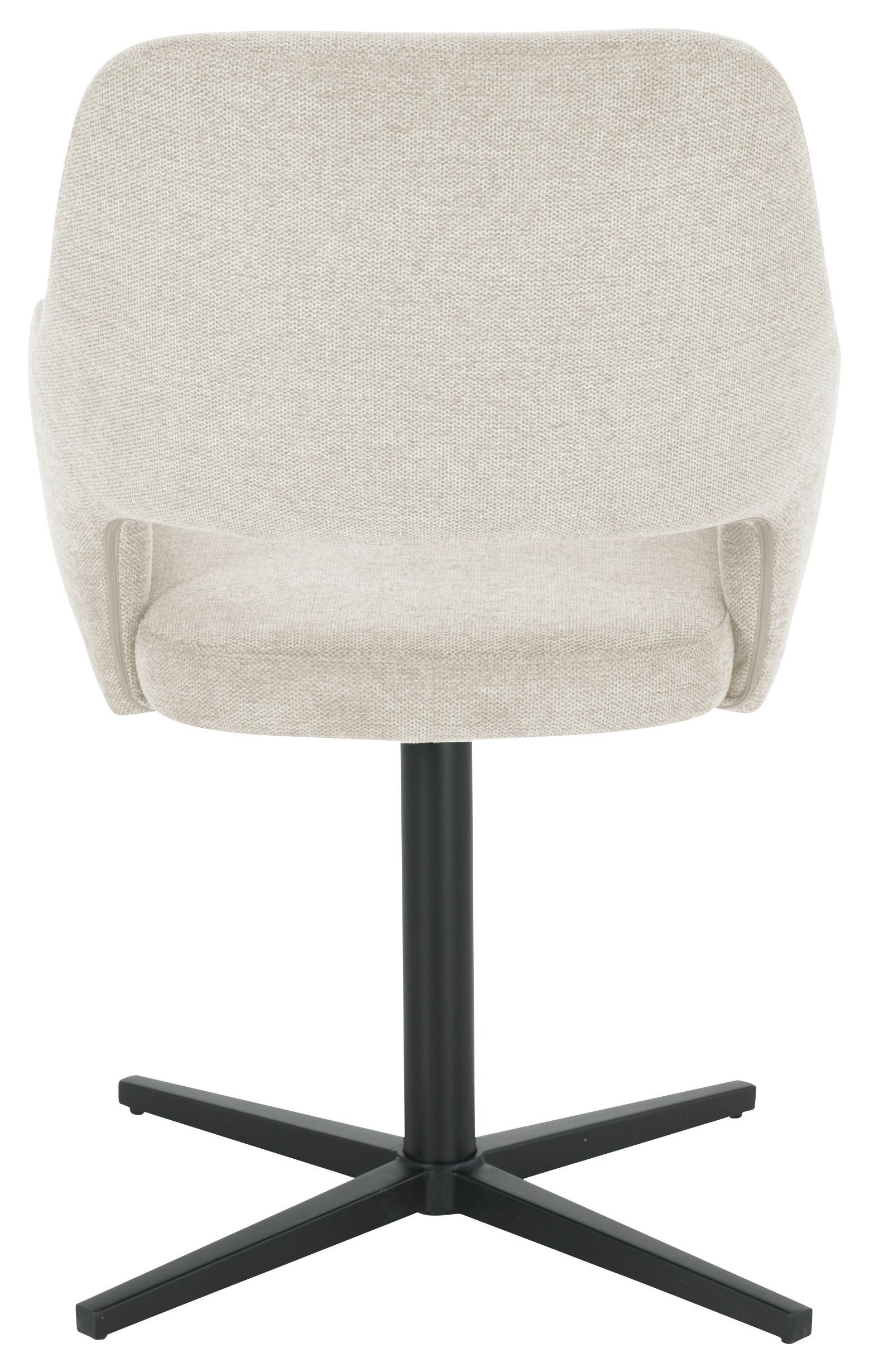 Armlehnstuhl Alexis Leinenoptik Beige, B: 56 cm - Beige/Schwarz, MODERN, Holz/Textil (56/86/63cm) - MID.YOU