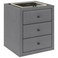 Nachtkästchen Brisbane II mit Induktionsladezone B: 49,5cm - Grau, Trend, Glas/Holzwerkstoff (49,5/56,5/46cm) - Sembella