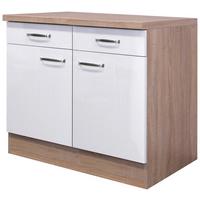 Küchenunterschrank Valero Us 100cm Sonoma Eiche Dekor - Weiß Hochglanz/Sonoma Eiche, MODERN, Holzwerkstoff (100/86/60cm) - FlexWell