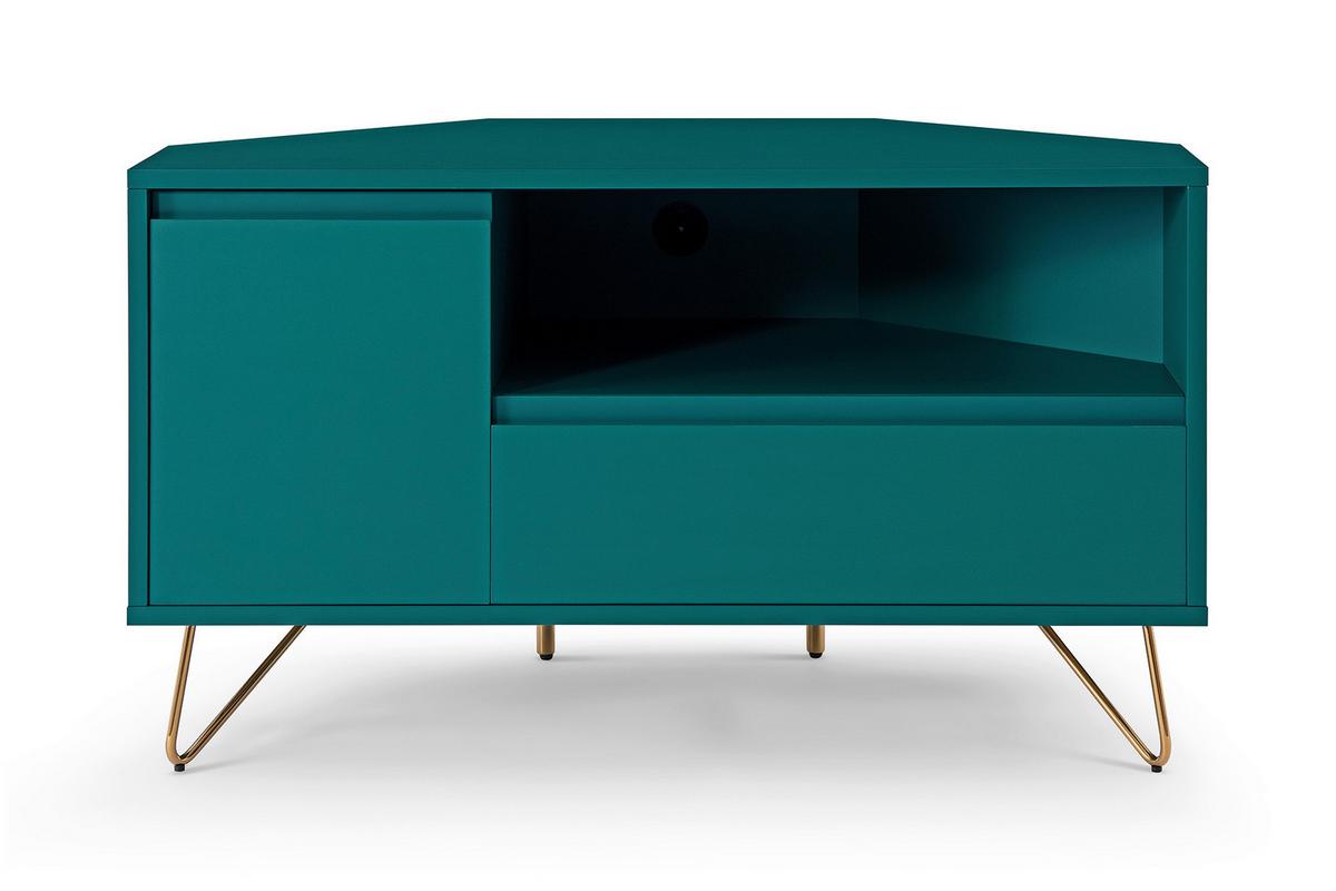 Lowboard Blau B: 100cm - Blau/Messingfarben, Design, Holzwerkstoff (100/58/50cm) - Livetastic