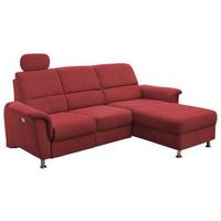Ecksofa mit Relaxfunktion + USB Anschluss Parole, Mikrof. - Chromfarben/Rot, MODERN, Textil (231/165cm) - Livetastic