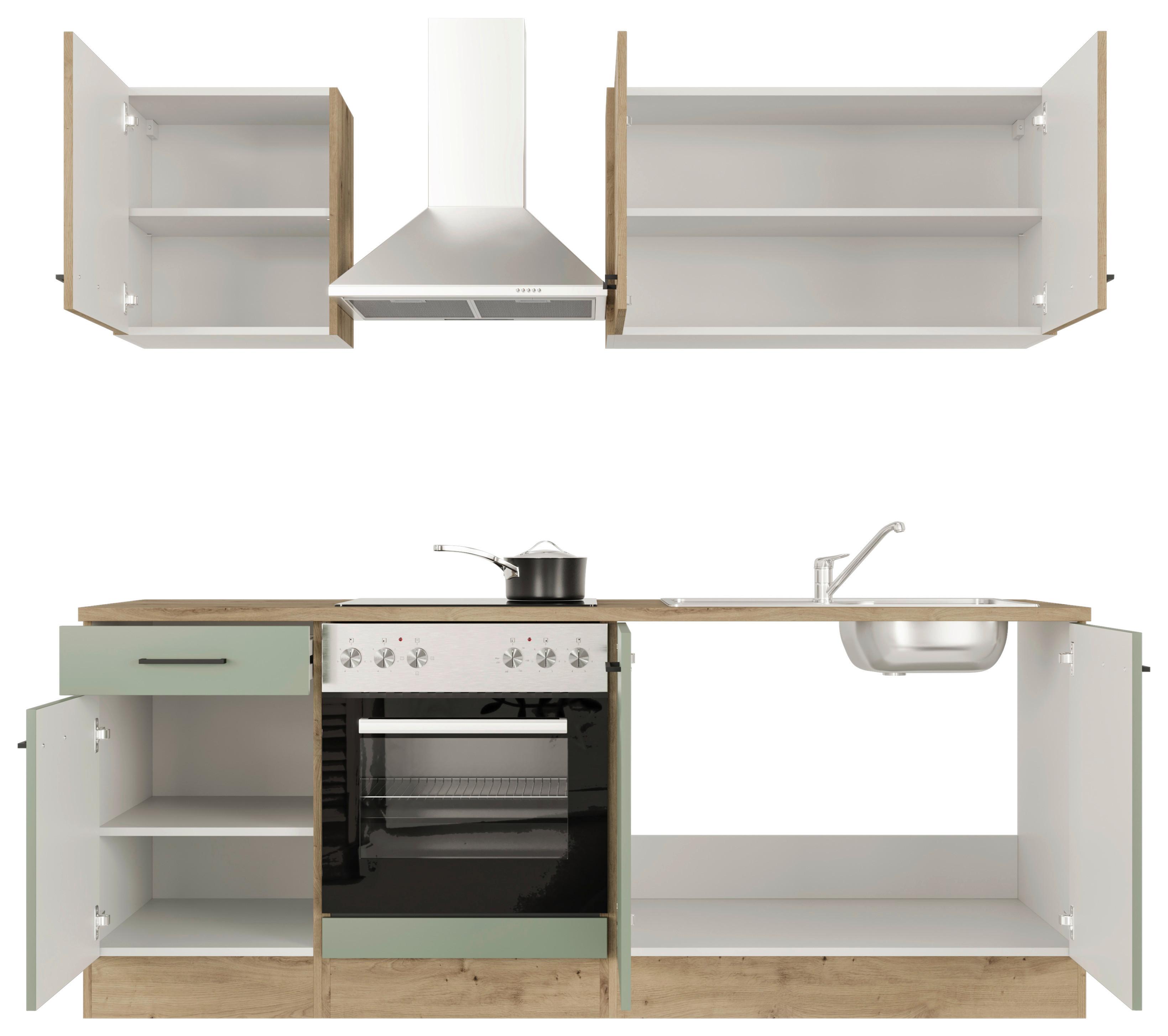 Küchenblock Cara Eiche Artisan/Grün B: 210 cm - Eiche Artisan/Grün, MODERN, Holzwerkstoff (210cm) - FlexWell