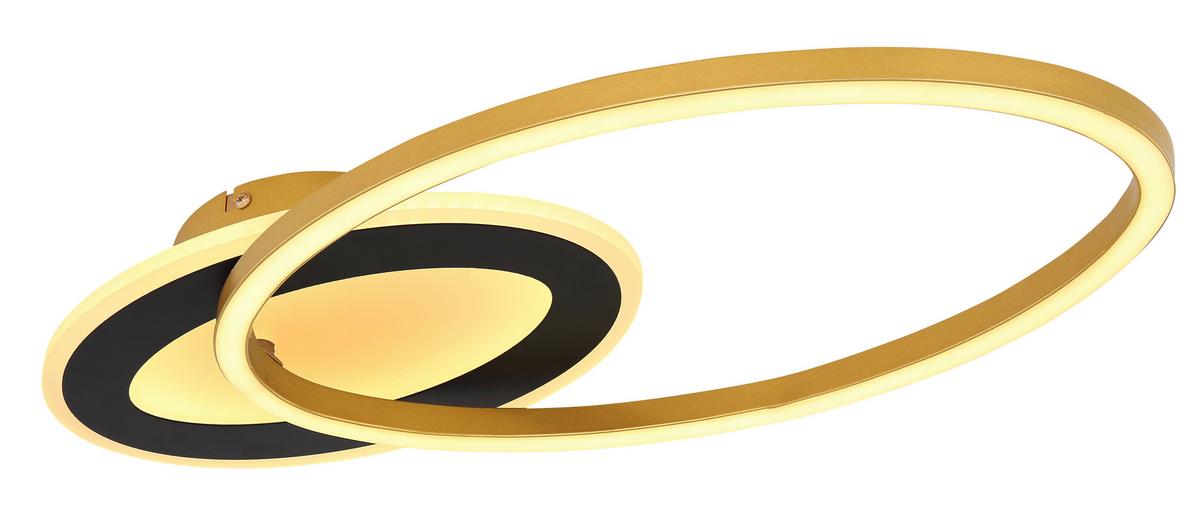 LED-Deckenleuchte L: 53 cm, 1-Flammig - Goldfarben/Opal, Design, Kunststoff/Metall (53/23,5/7cm) - Globo