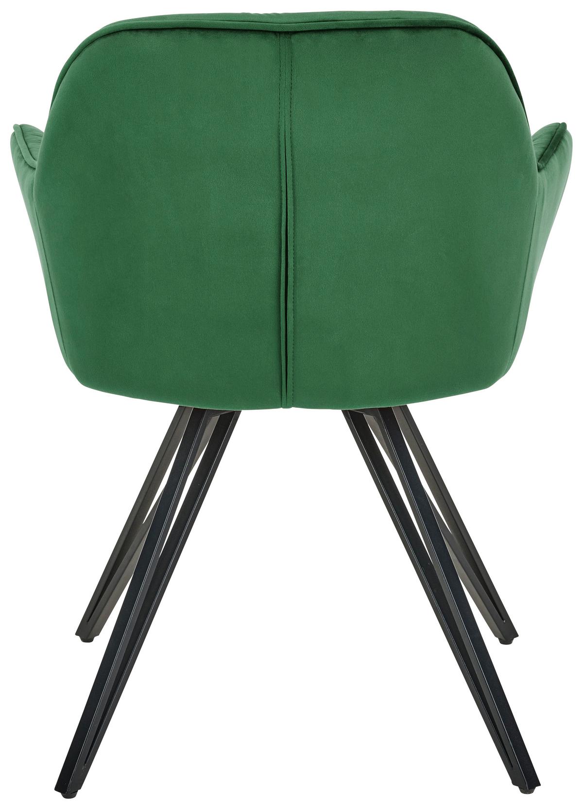 Armlehnstuhl Cardiff Schwarz/dunkelgrün Gepolstert - Dunkelgrün/Schwarz, LIFESTYLE, Holz/Textil (61/82/62cm) - Livetastic