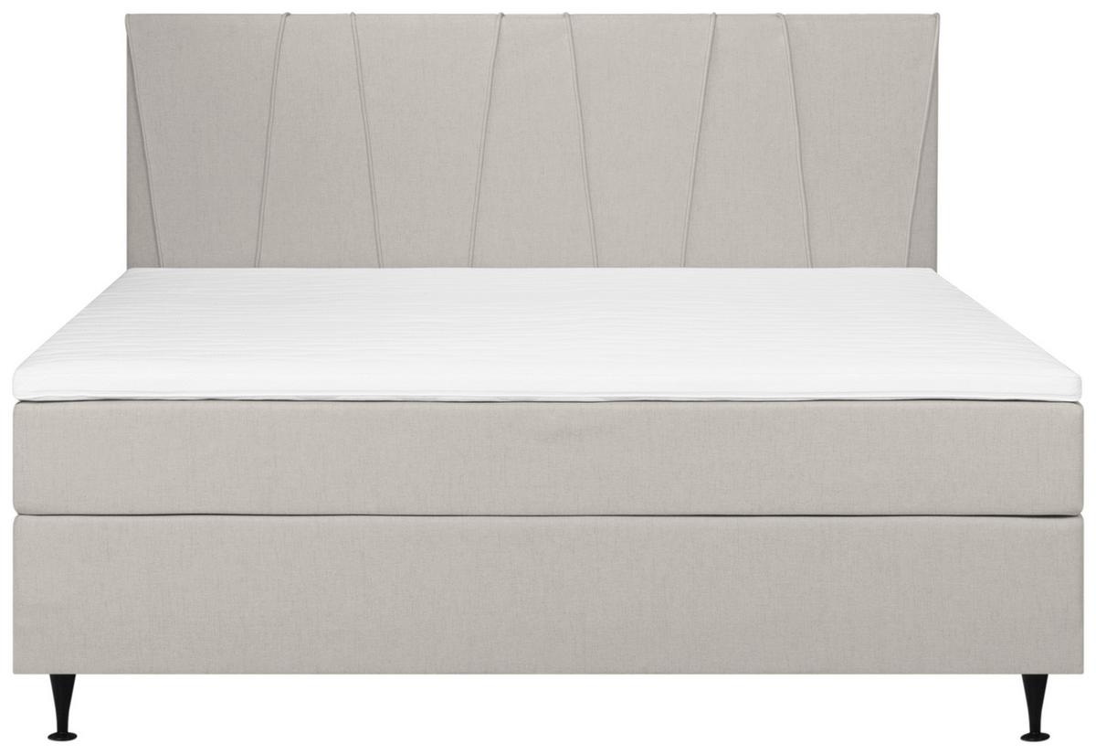 Boxspringbett Mit Topper 180x200 Cm Wels, Beige - Beige/Schwarz, MODERN, Textil (180/200cm) - MID.YOU