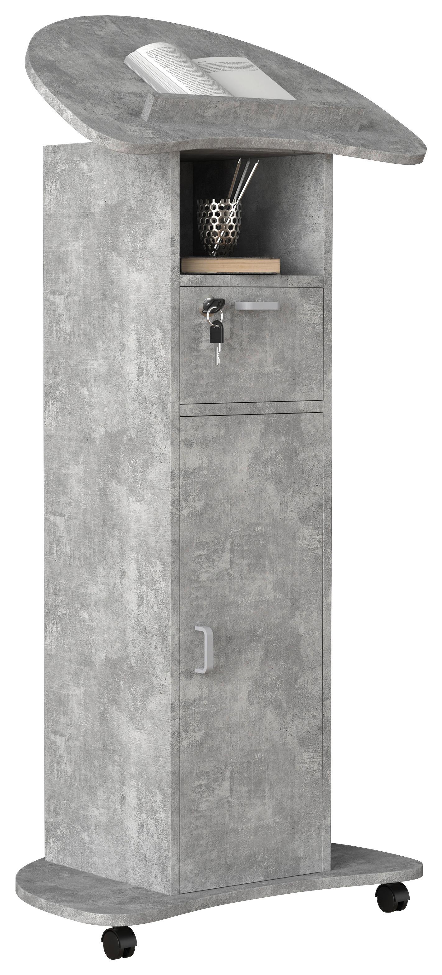 Stehpult Redola L B: 56 Cm Grau+ Stauraum - Grau, MODERN, Holzwerkstoff (56/115/40cm) - MID.YOU