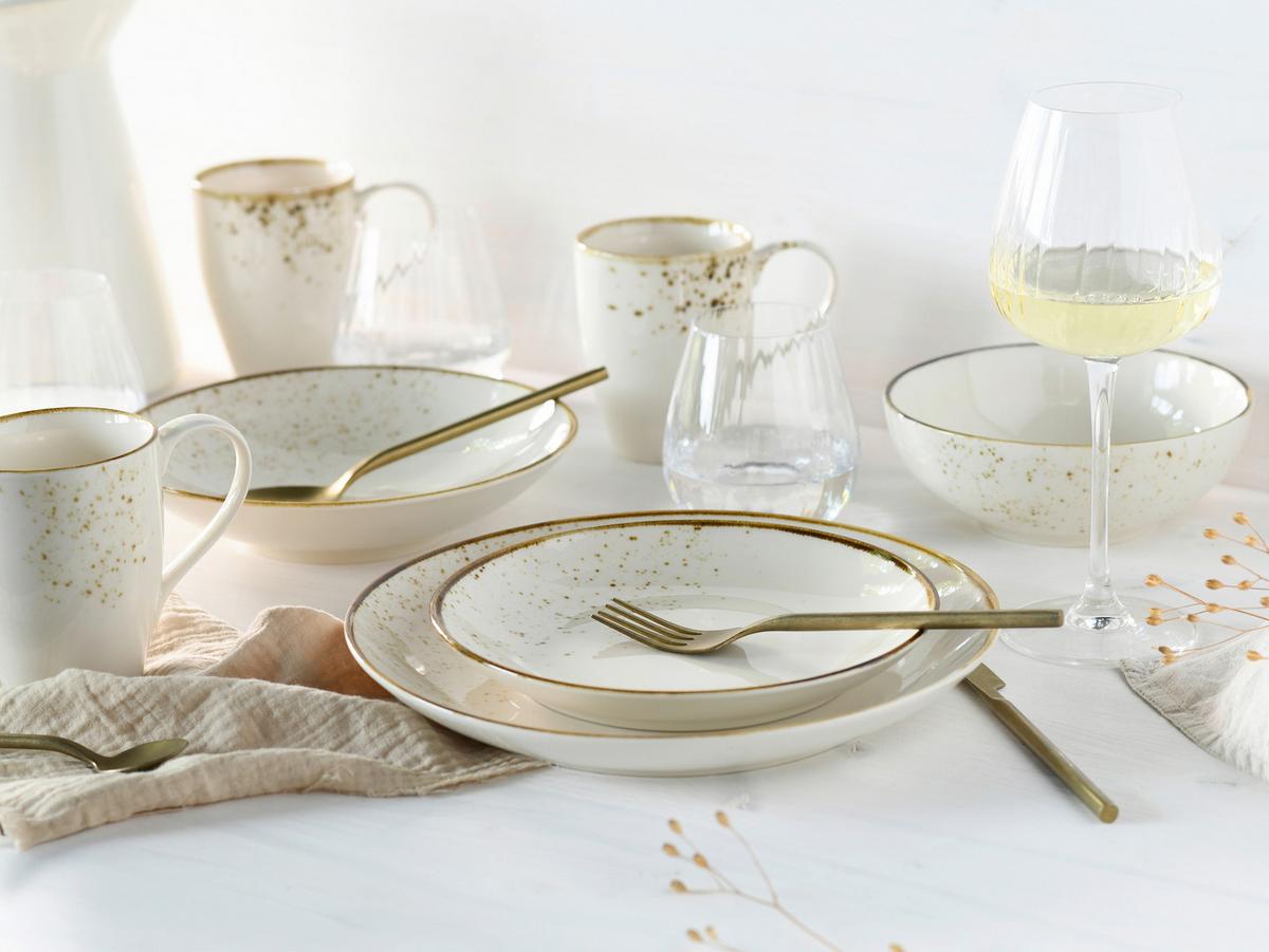 Kombiservice 20-Teilig. Steinzeug, creme - Creme, Basics, Keramik - Creatable