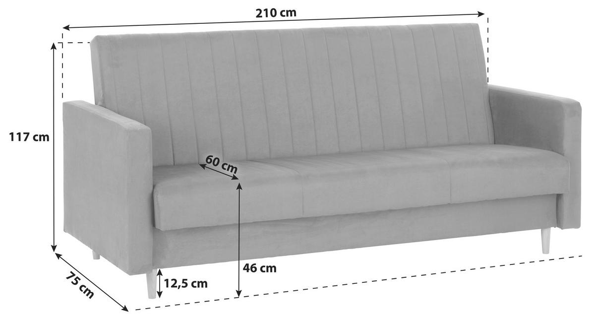 Schlafsofa Nicea - Schwarz/Braun, MODERN, Holz/Kunststoff (210/117/75cm) - Ondega