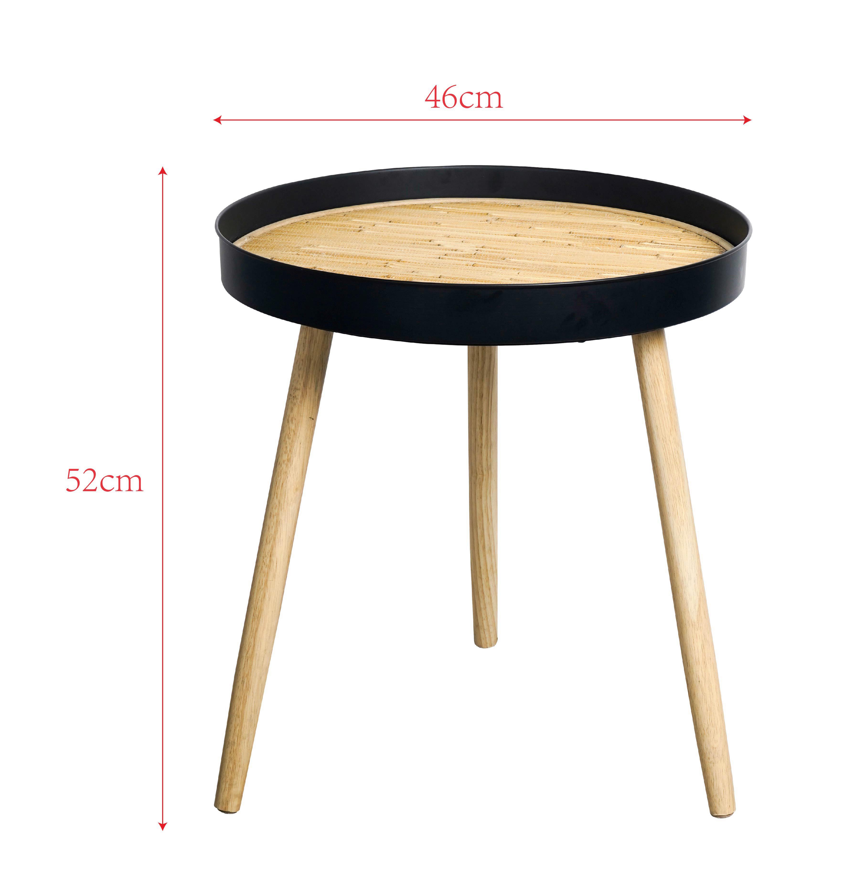 Beistelltisch Rom 2 - Schwarz/Naturfarben, MODERN, Naturmaterialien/Holz (46/52/46cm)