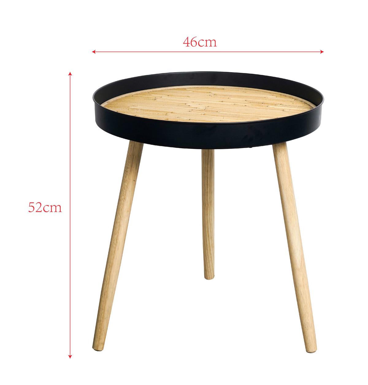 Beistelltisch Rom 2 - Schwarz/Naturfarben, MODERN, Naturmaterialien/Holz (46/52/46cm)