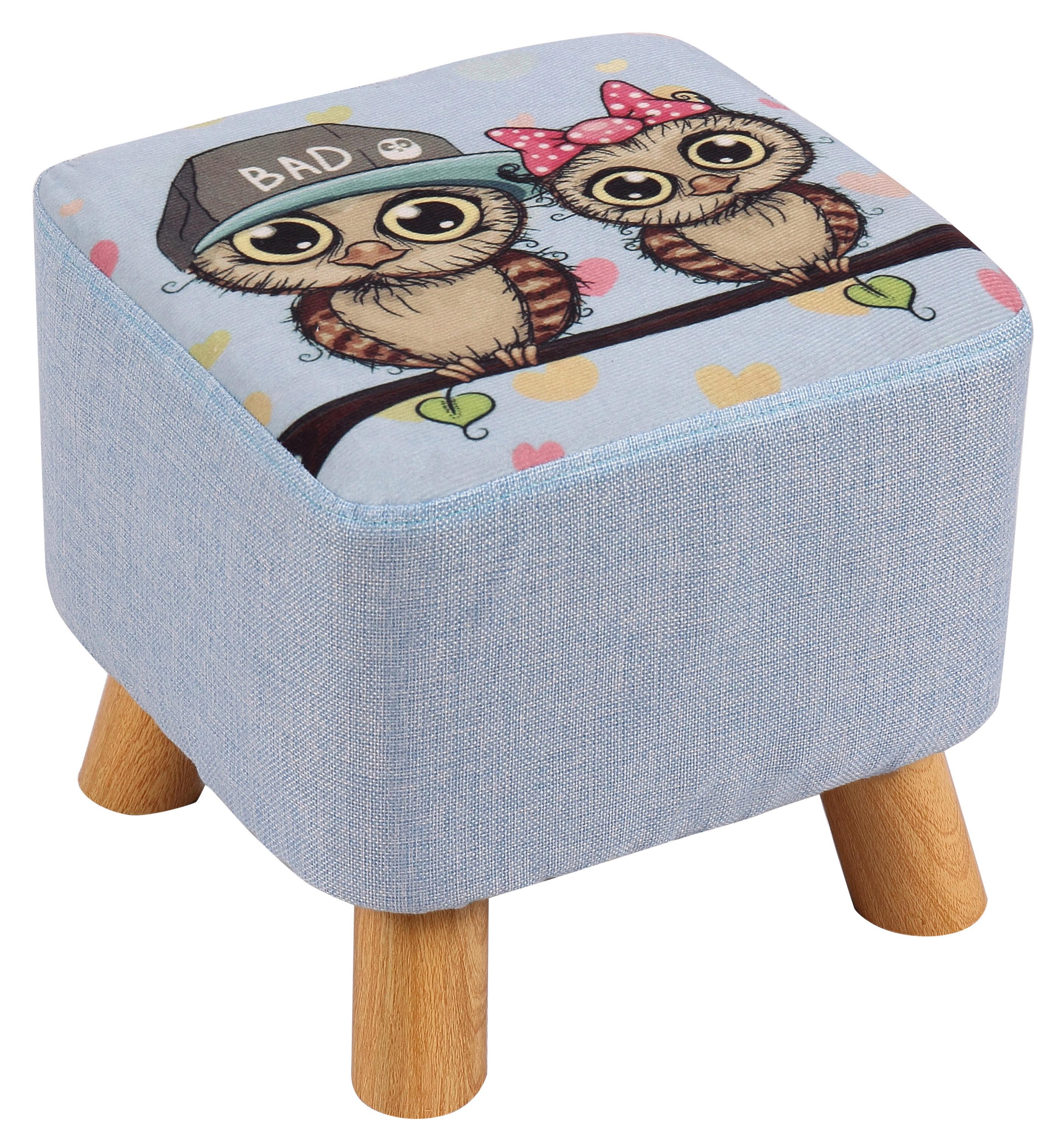 Taburetka Animali - prírodné farby/viacfarebná, drevo/textil (30/30/30cm)