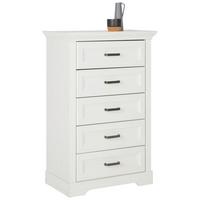 Komoda bílá,úzká - bílá/černá, Romantický / Rustikální, kov/kompozitní dřevo (67/108/41cm)