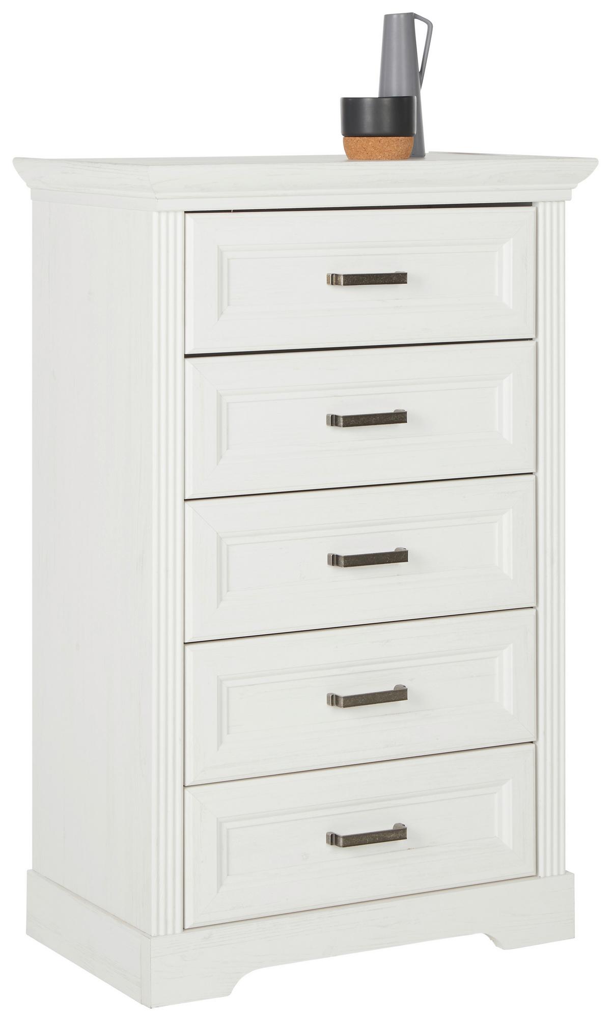 Komoda bílá,úzká - bílá/černá, Romantický / Rustikální, kov/kompozitní dřevo (67/108/41cm)