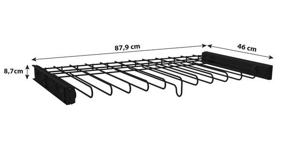 Hosenhalter Unit B: 88 cm Metall mit Vollauszug - Anthrazit, MODERN, Metall (87,9/8,7/46cm) - Ondega