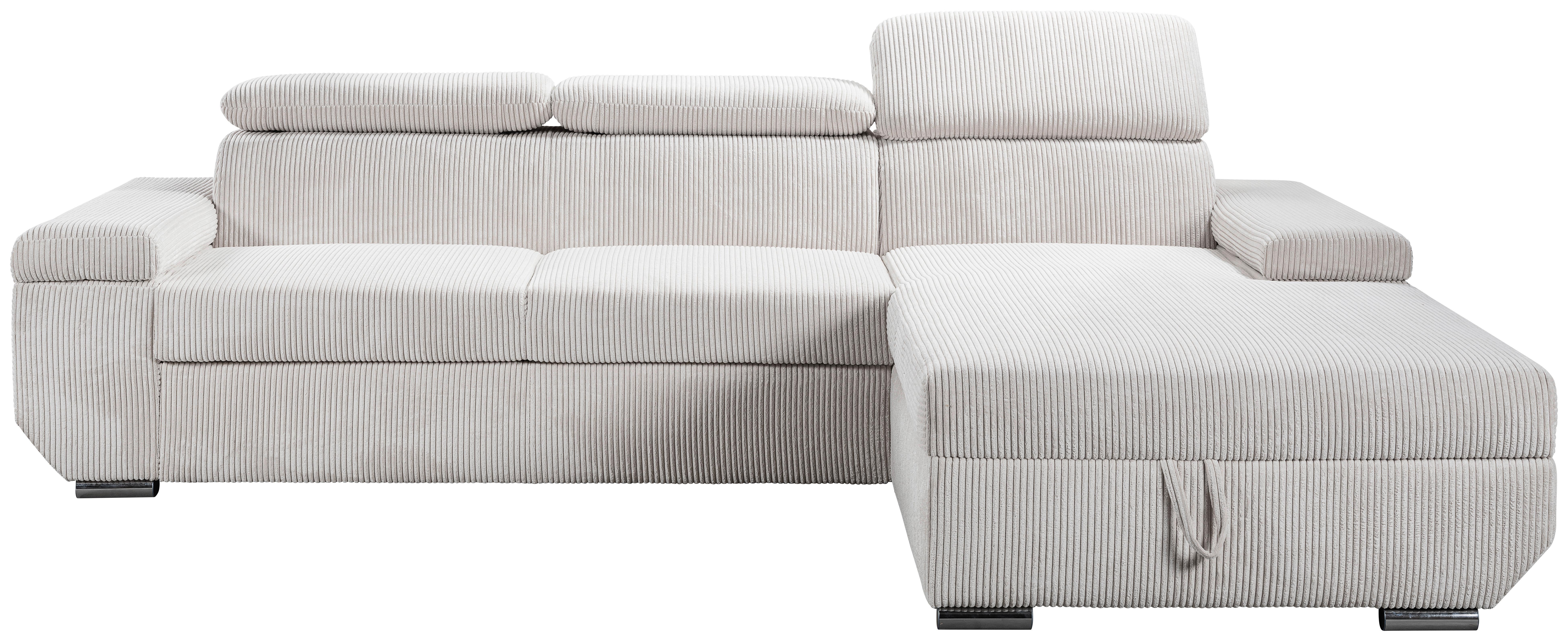 Sofa Lars Beige, Lf: 146x240 cm - Chromfarben/Creme, Basics, Textil (268/189cm) - Livetastic