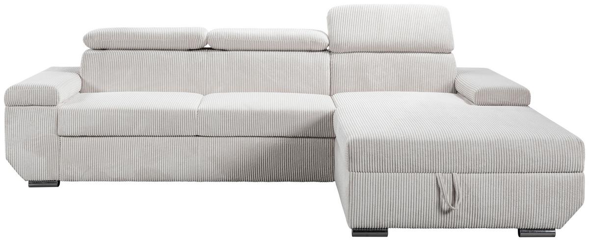 Sofa Lars Beige, Lf: 146x240 cm - Chromfarben/Creme, Basics, Textil (268/189cm) - Livetastic