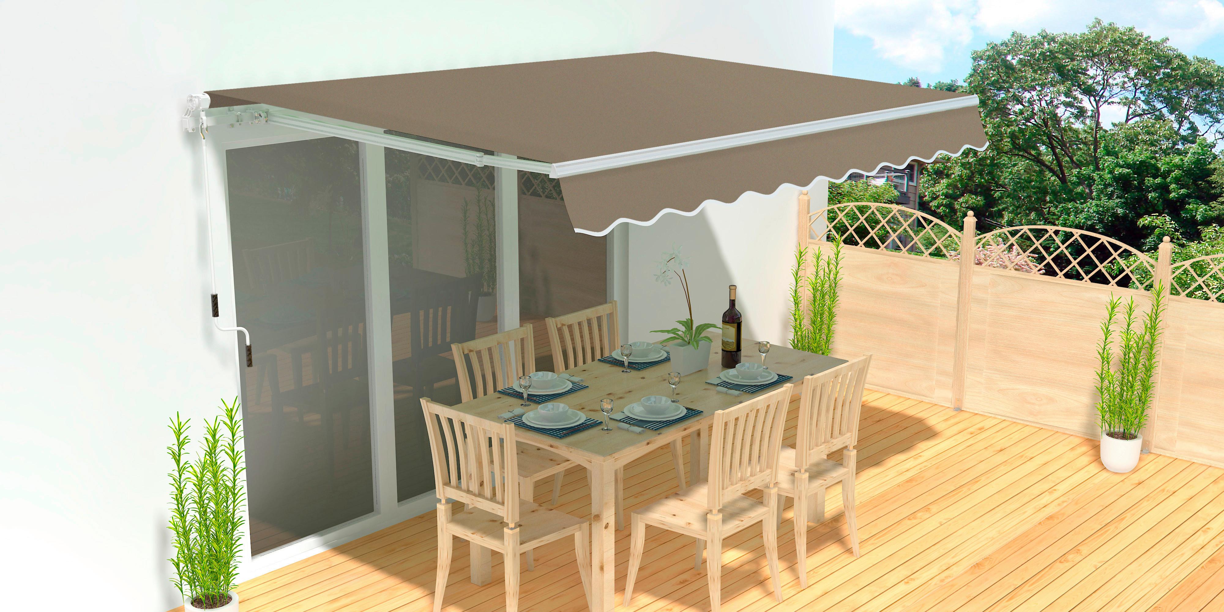 Gelenkarmmarkise 350x200 Cm Taupe/weiß Decken-/wandmontage - Taupe/Weiß, Textil (350/200cm)