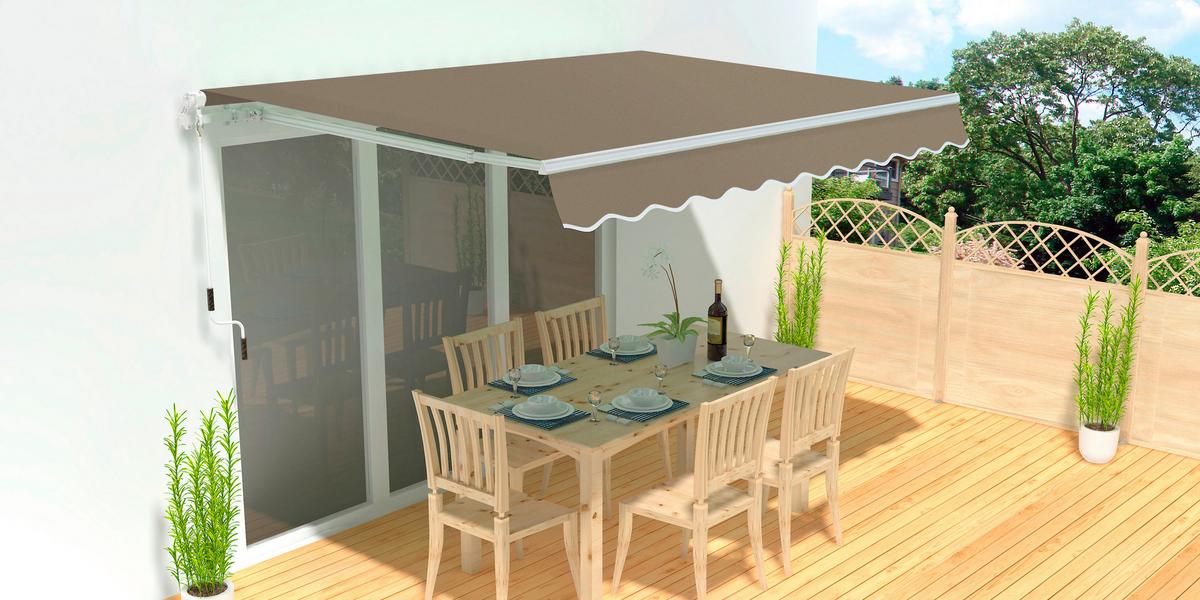 Gelenkarmmarkise 350x200 Cm Taupe/weiß Decken-/wandmontage - Taupe/Weiß, Textil (350/200cm)